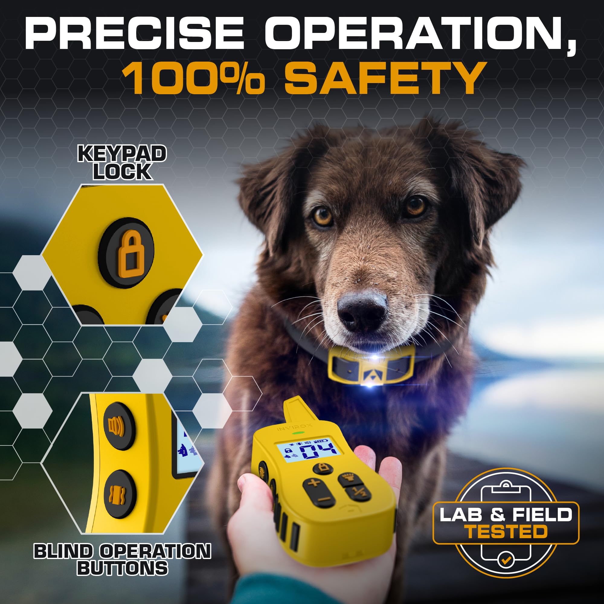 Invirox Dog Shock Collar With Remote Contol [Ultra K9] 124 Training Levels, 4 Powerful Modes With Night-Light And  Mile Range 10