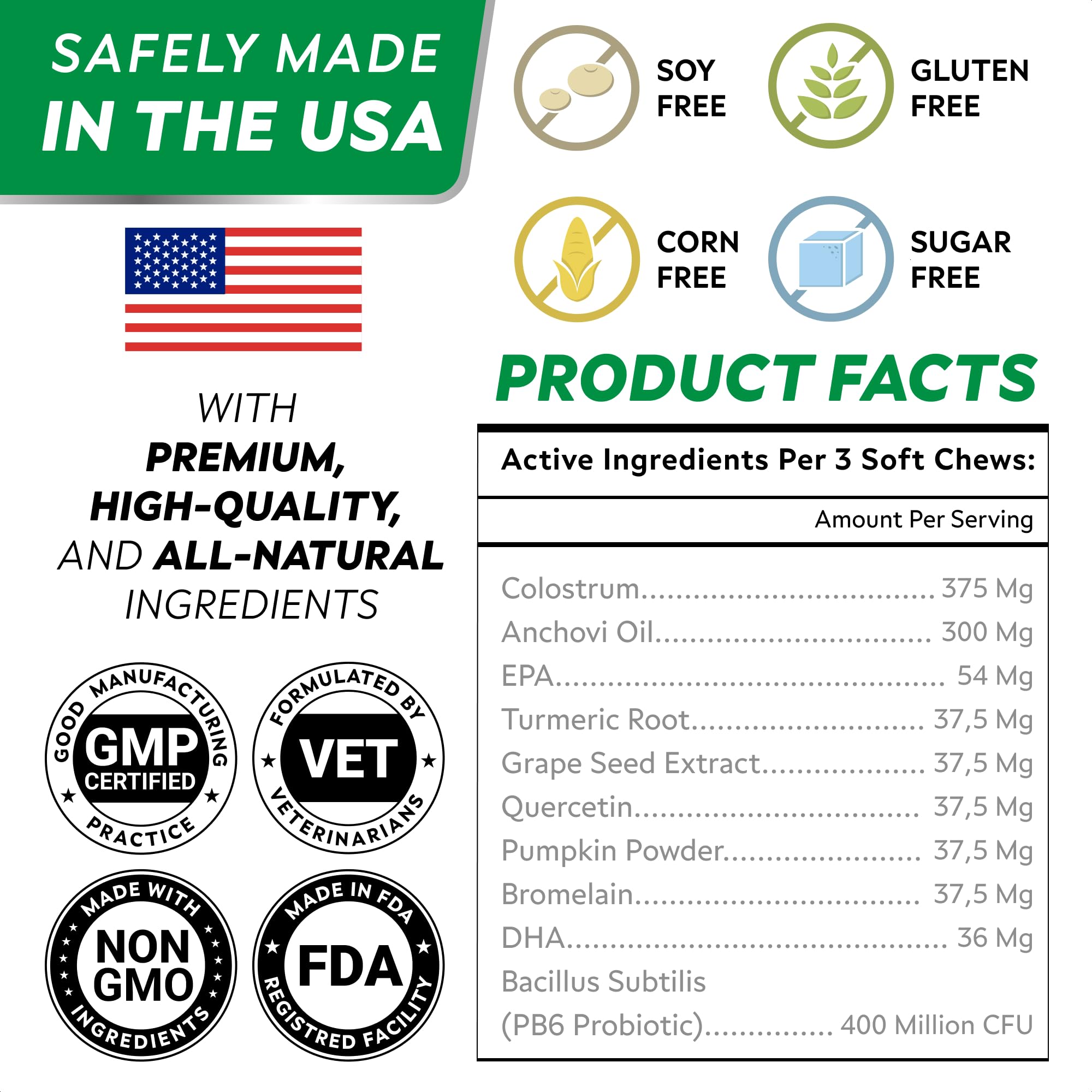 StrellaLab Dog Allergy Relief & Anti Itch Support Chews w/Omega 3: Real Ingredients, Real Taste! Skin & Coat Immune Supplement w