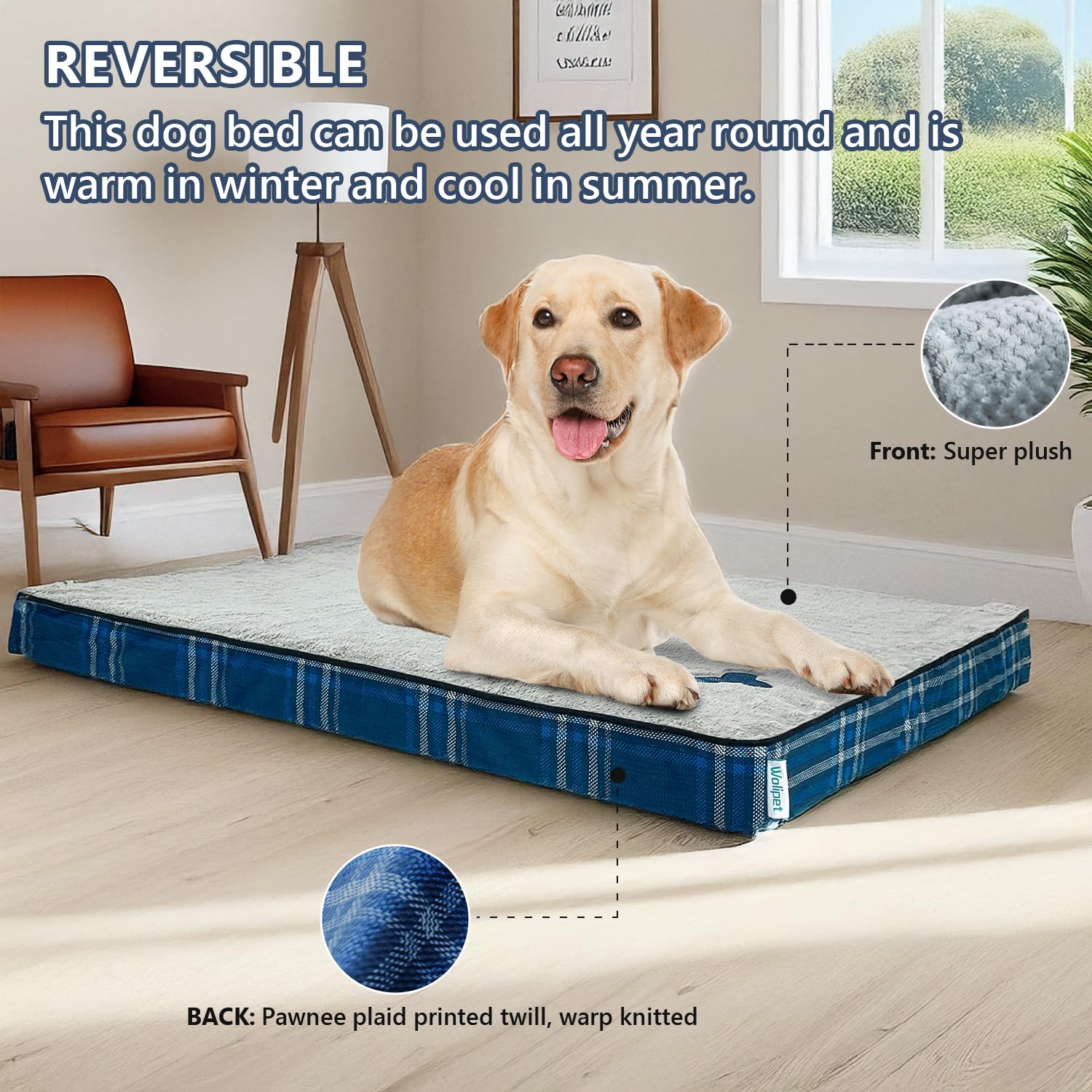 Wolipet Orthopedic Dog Bed For Medium Dogs Dog Pillow Bed With Removable Washable Cover Egg Crate Foam Pet Bed Mat Plaid Pet Mat