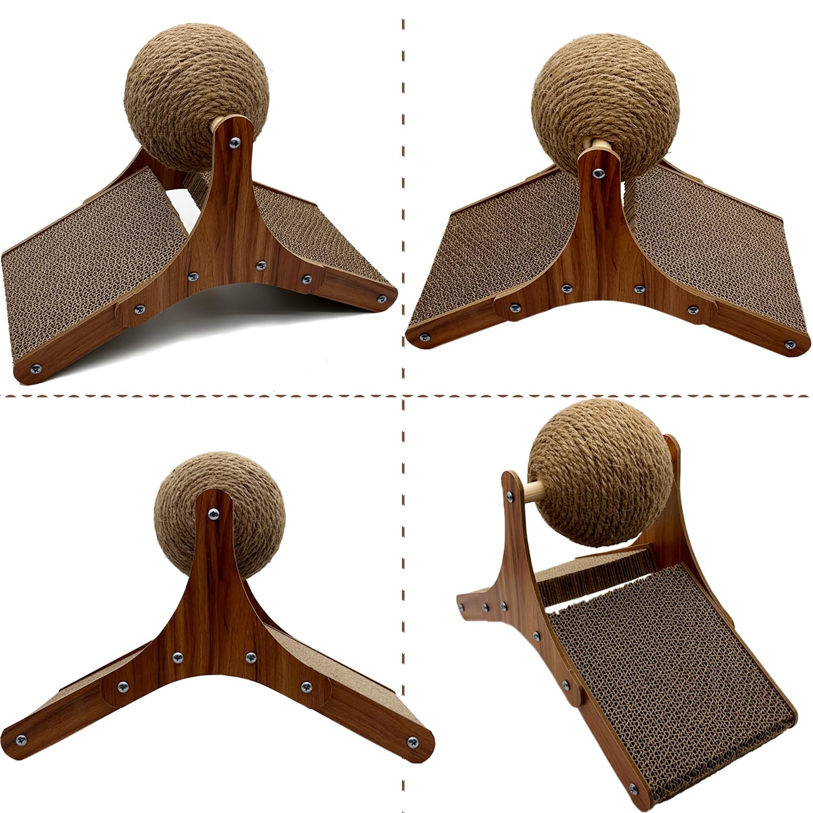 Niwaes Medium Sisal Rabbit Scratching Toys - Interactive Scratch Ball & Cardboard Pad for Indoor Bunnies, Ferrets & Chinchillas