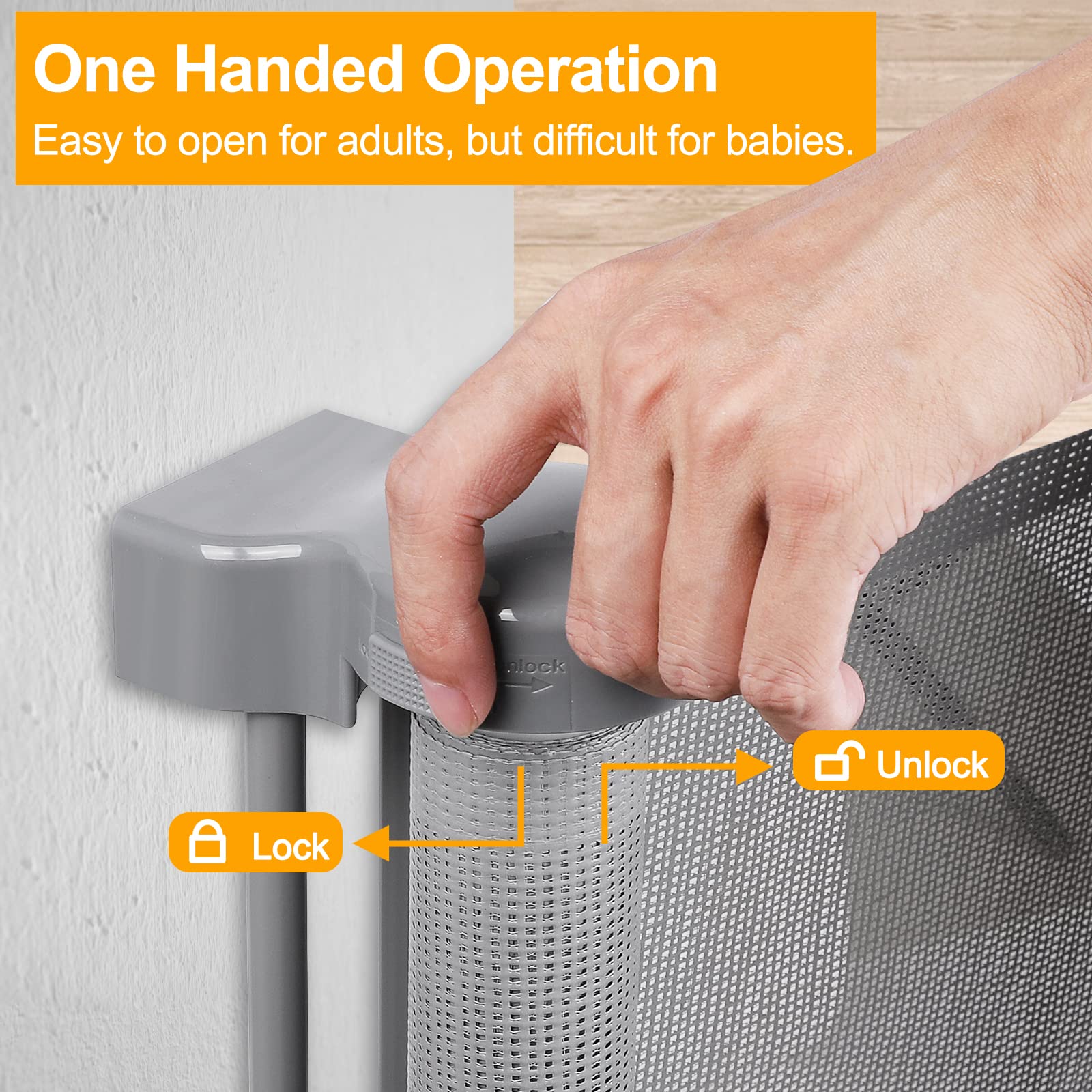 Womhom 100 Inch Extra Wide Baby Gate For Large Opening Outdoor Retractable Baby Gates For Doorways Extra Long Retractable Dog Gate Extra Large Pet Gates For Dogs Indoor Mesh Baby Gate (Grey)