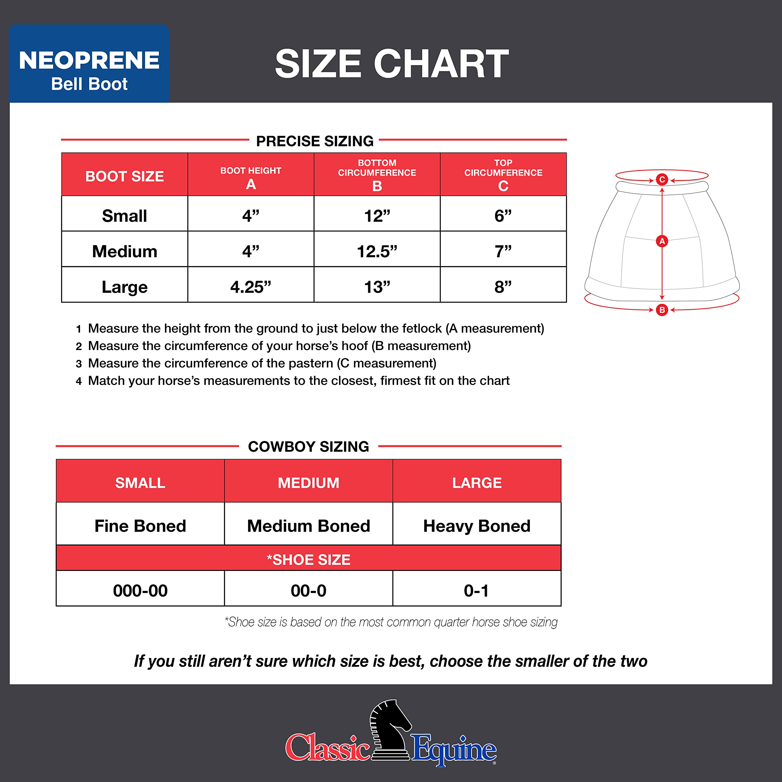 Classic Equine Neoprene Bell Boots, Black, Large