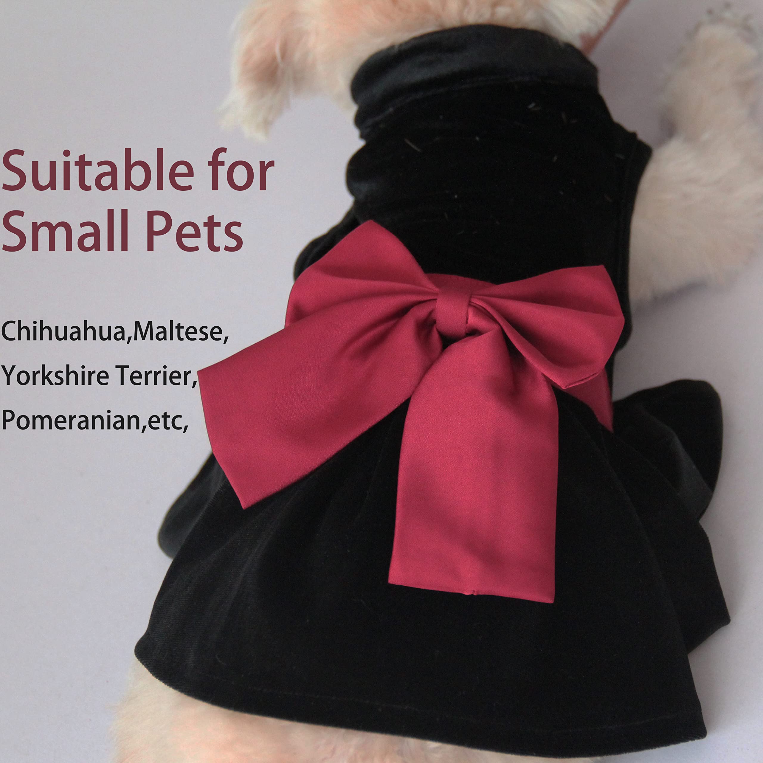 Pet Dresses For Small Dogs Cats Girl, Cute Princess Bowknot Dress Puppy Shirt All Weather Skirt Clothes Cat Apparel For Birthday