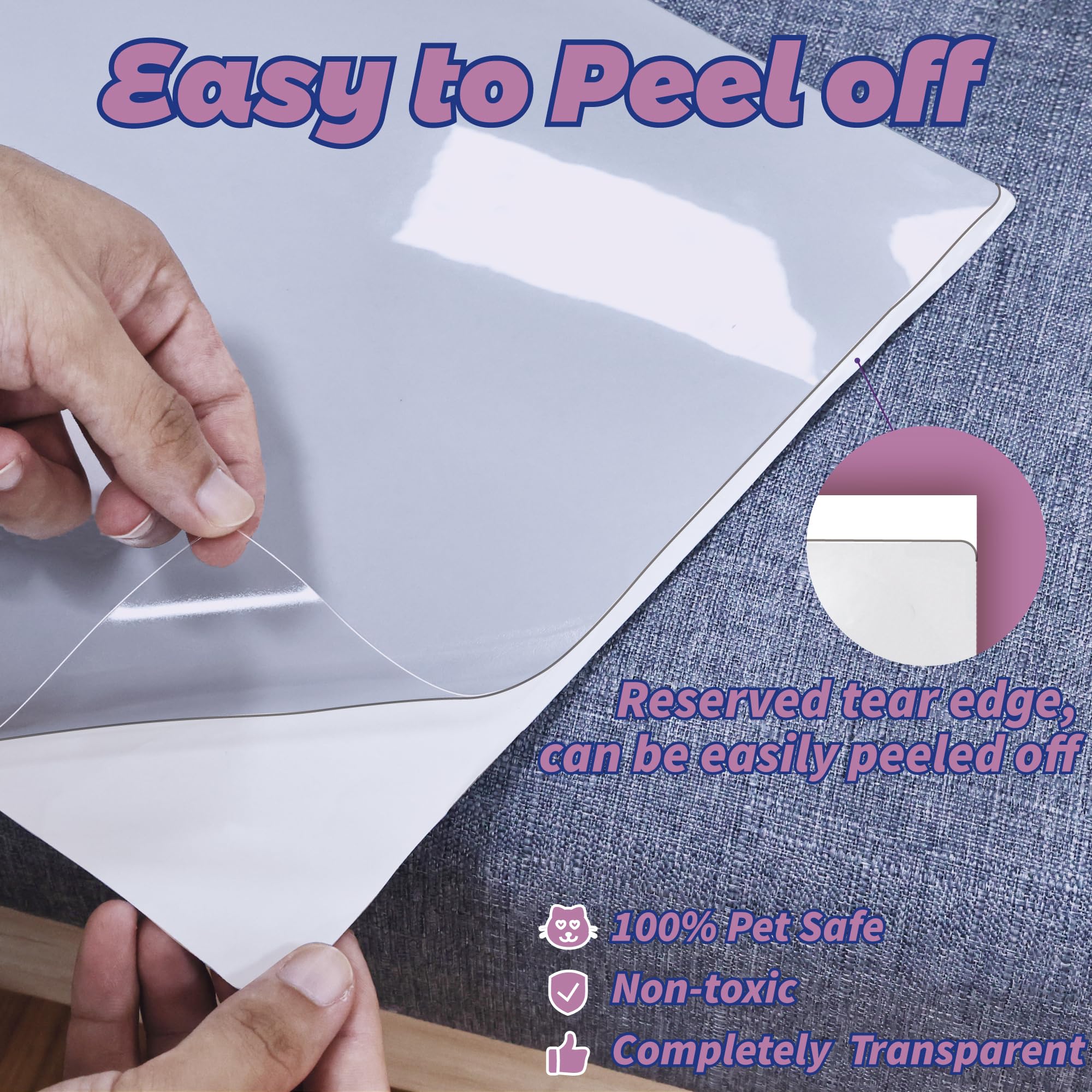 Anti-Cat Scratch Furniture Protector-12-Pack -Single-Sided, Heavy-Duty Self-Adhesive Tape, No-Residue for Couch, Doors & Walls -