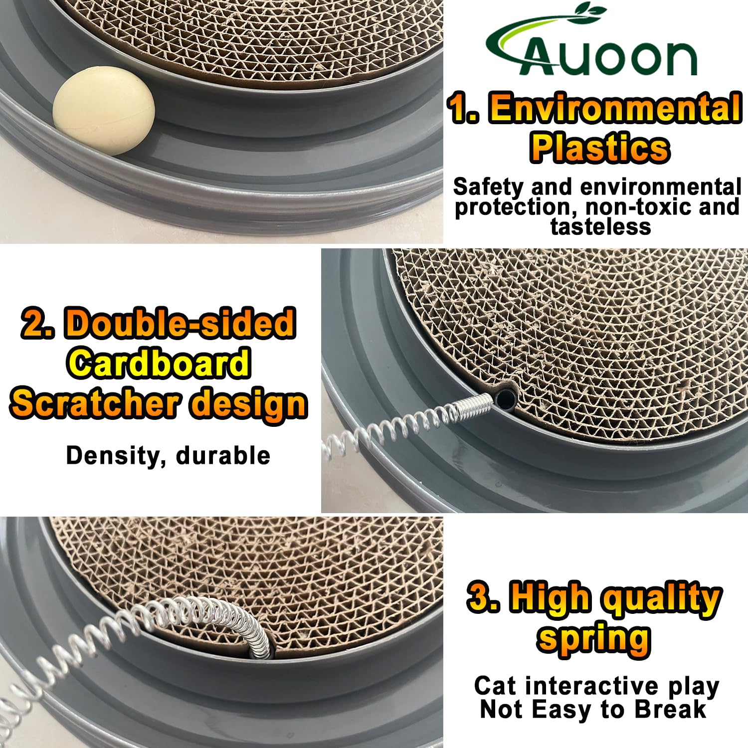 AUOON Cat Scratcher Toy, Scratch Pad, Post Pad Interactive Training Exercise Mouse Play Toy with Ball (Gray)