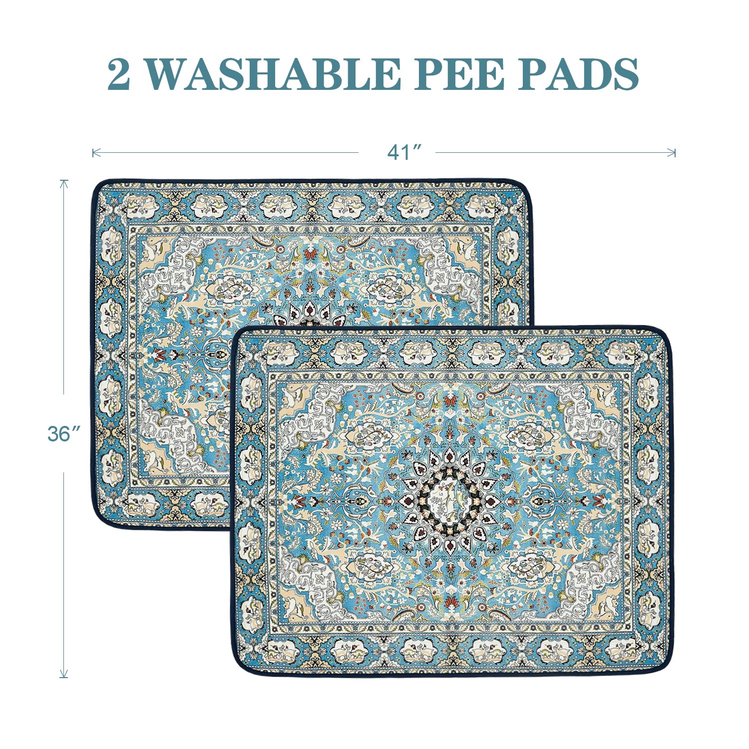 Qeils Washable Pee Pads for Dogs, 2 Pack Reusable Puppy Pads 36 x41  Super Absorbent Leakproof Dog Training Pads, Non-Slip Potty