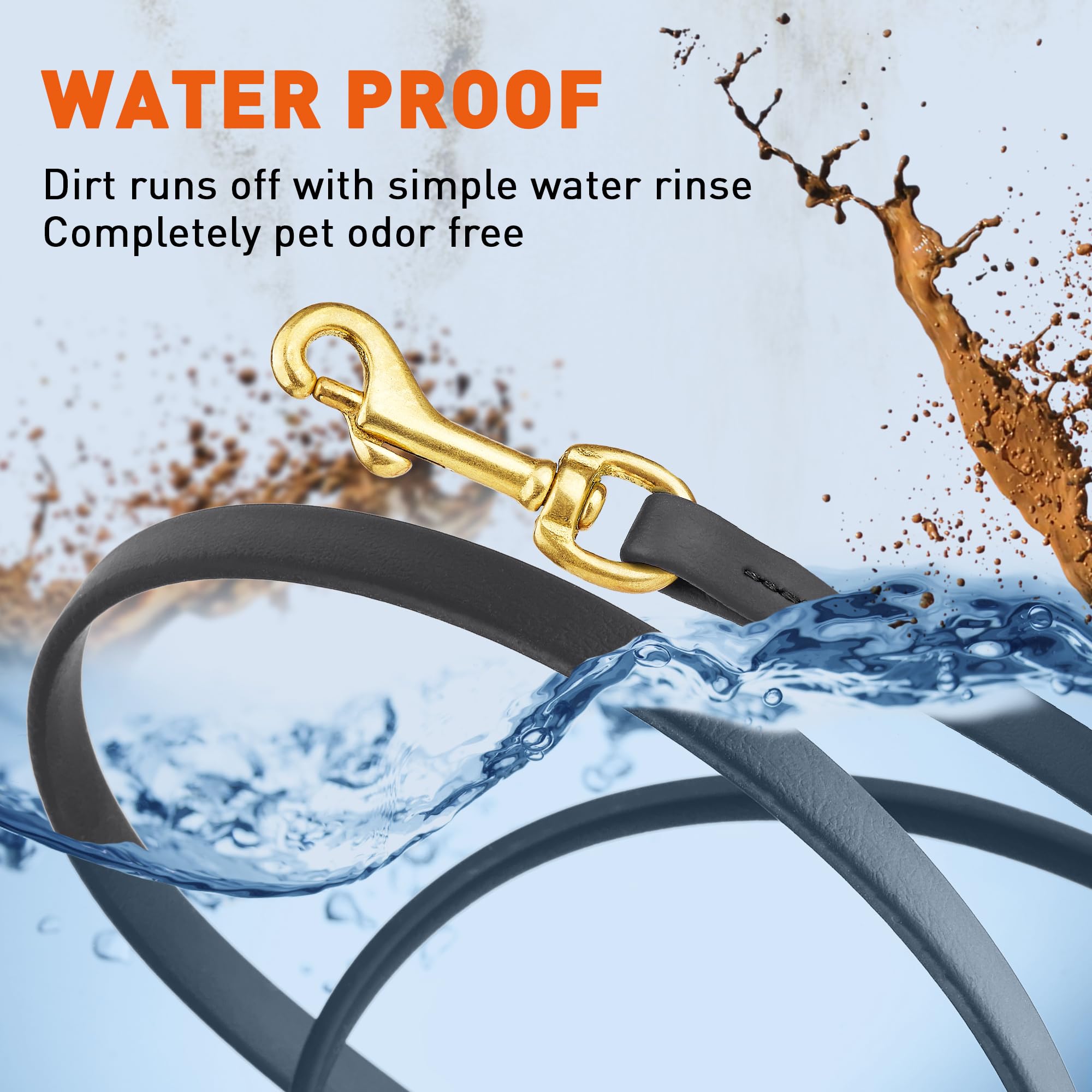 Viper Biothane Working Tracking Lead Leash Long Line For Dogs, Black 1/2'' X 15Ft