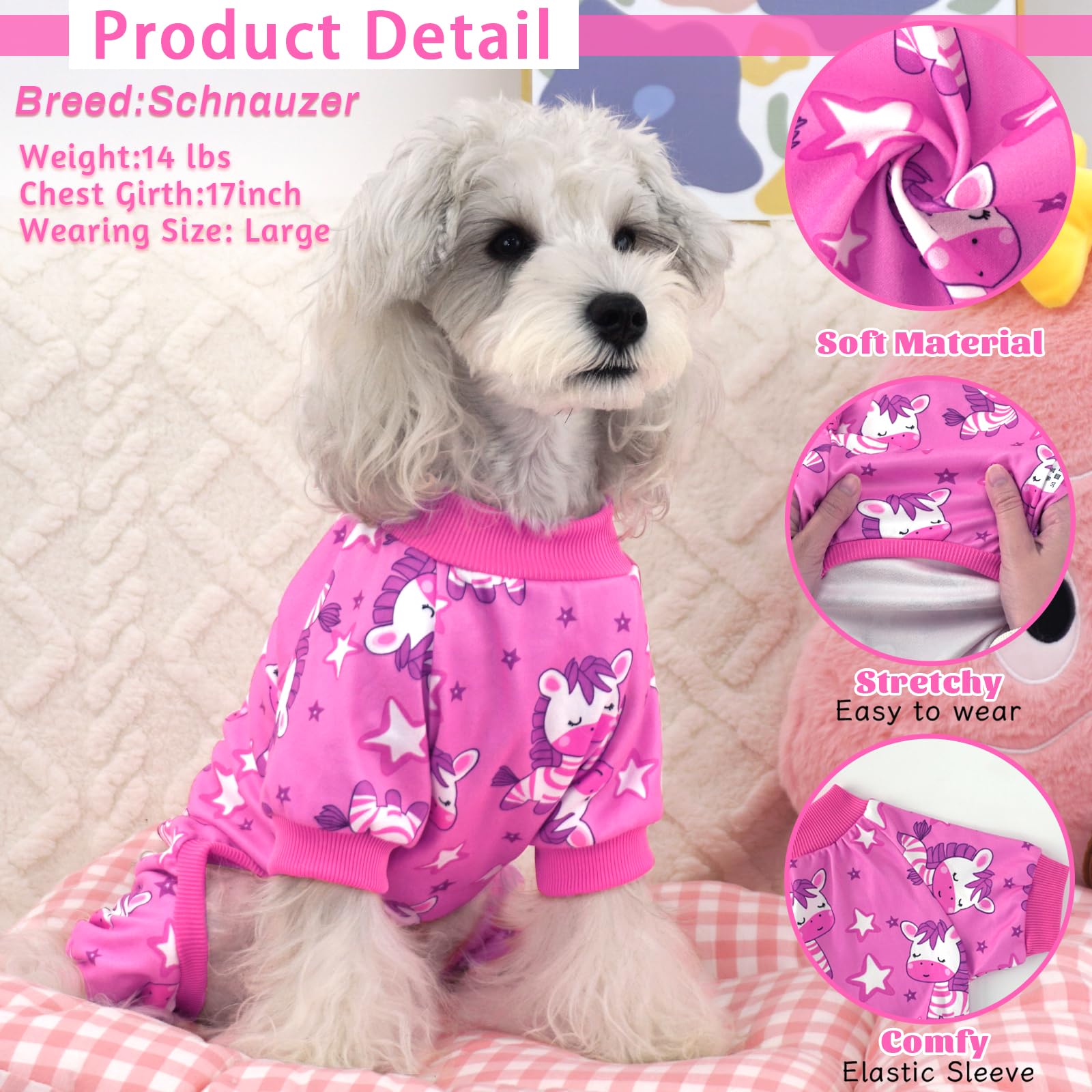 Xpudac 4 Pack Dog Pajamas For Small Medium Dogs, Strechy Soft Puppy Clothes For Doggie Girl Boy Pet Jumpsuit, Cat Onesie-Xl