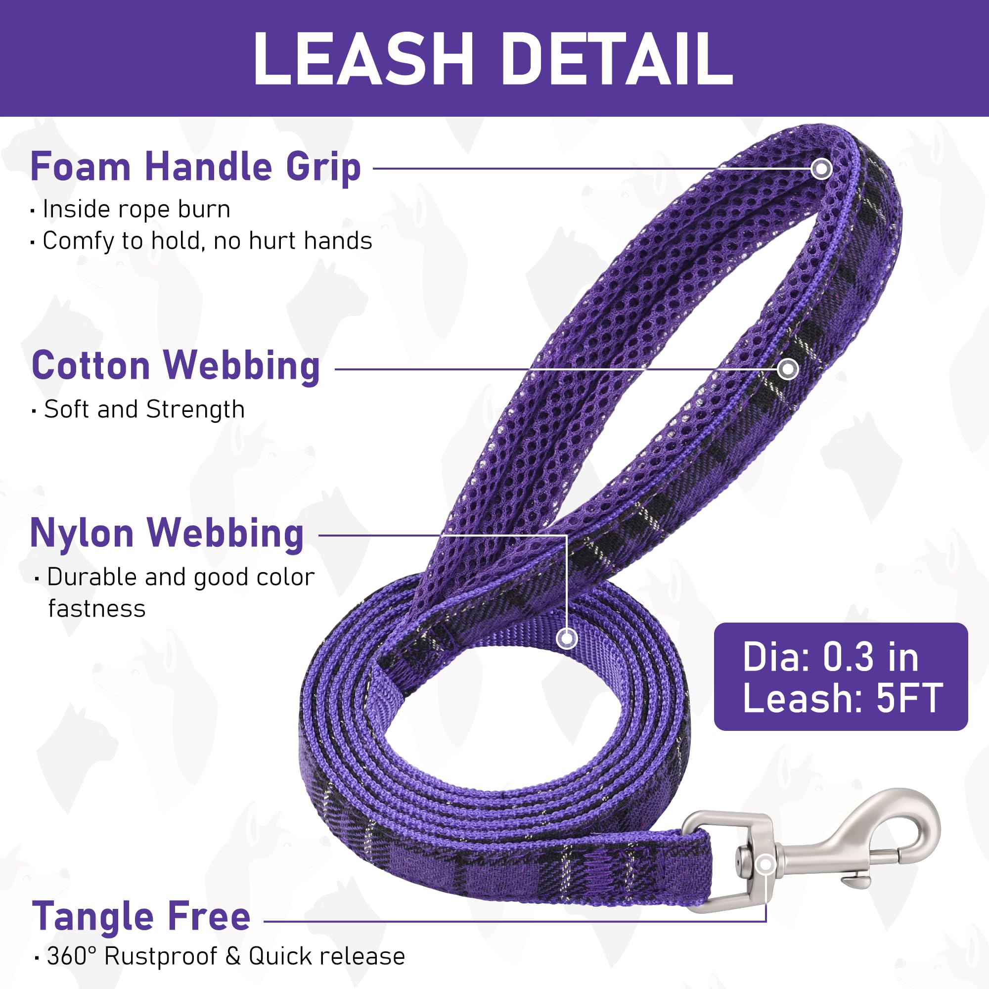 GAMUDA Small Dog Harness Collar and Leash Set, Step in No Chock No Pull Soft Mesh Adjustable Dog Vest Harnesses Plaid Reflective