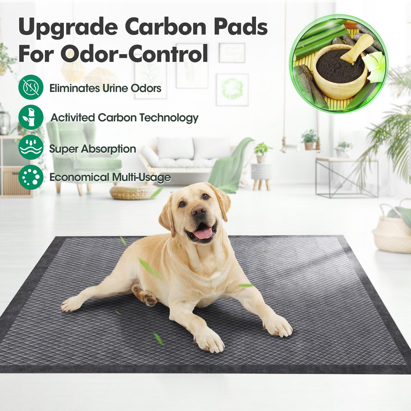 Upgraded Charcoal Puppy Pads, Thicken XXL 36x36 Pee Pads for Dogs, Super Absorbent Up to 12Cup, Odor Control & Leak Proof Dog Tr