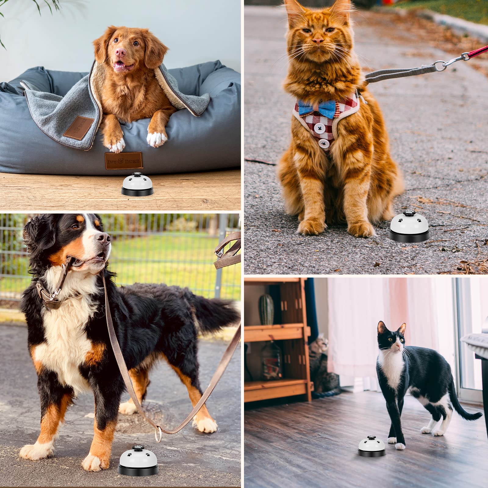 JEXCULL Pet Training Bells - 2 Pack Dog Door Bells for Potty Training, White Metal Communication Device