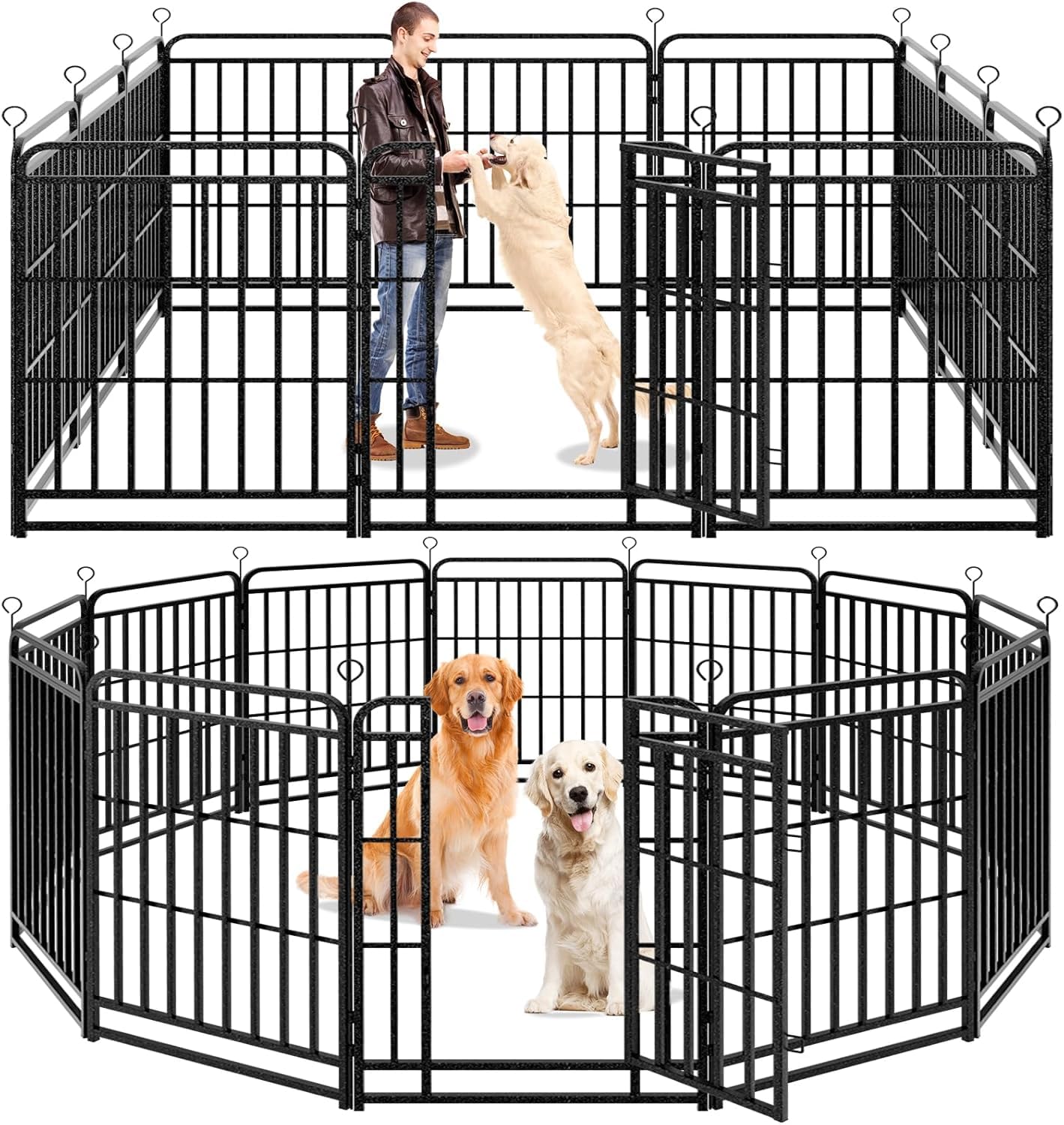 Kfvigoho Dog Playpen Outdoor 12 Panels Heavy Duty Dog Fence 40'' Height With Thick Pipe Anti-Rust With Doors Portable For Rv Cam