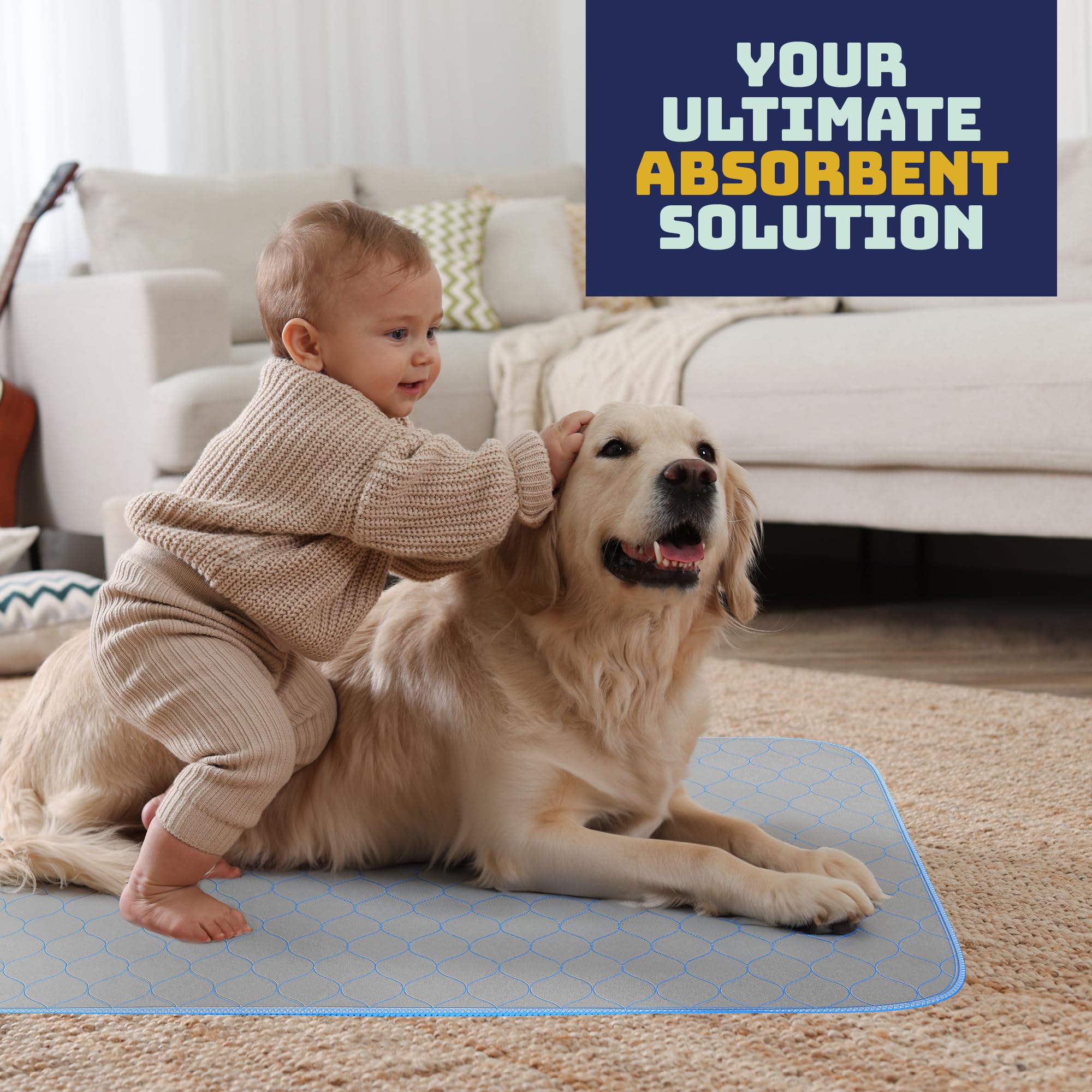 Katziela Washable Pet Pads (2 Pack 36In X 31In)Super Absorbent Waterproof Reusable Dog Pee Pads For Dogs Washable Puppy Pads For