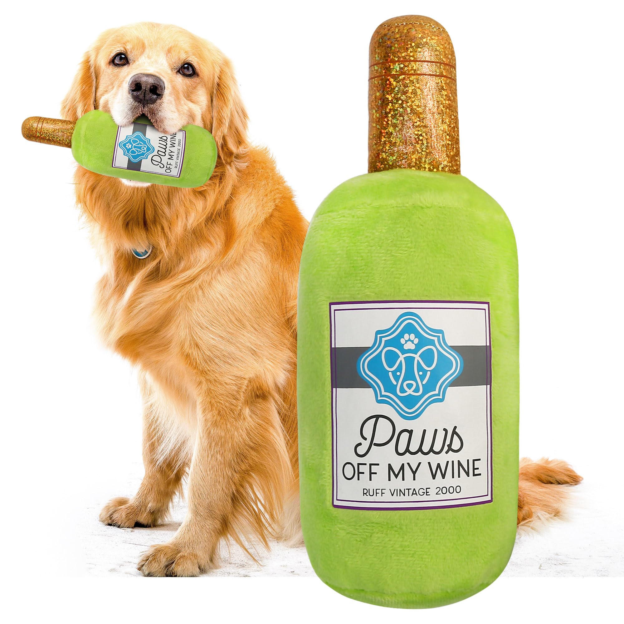 Prime Pets Plush Dog Toy, Crinkle Dog Toys, Wine Bottle Pet Toy For Small Medium Large Dogs