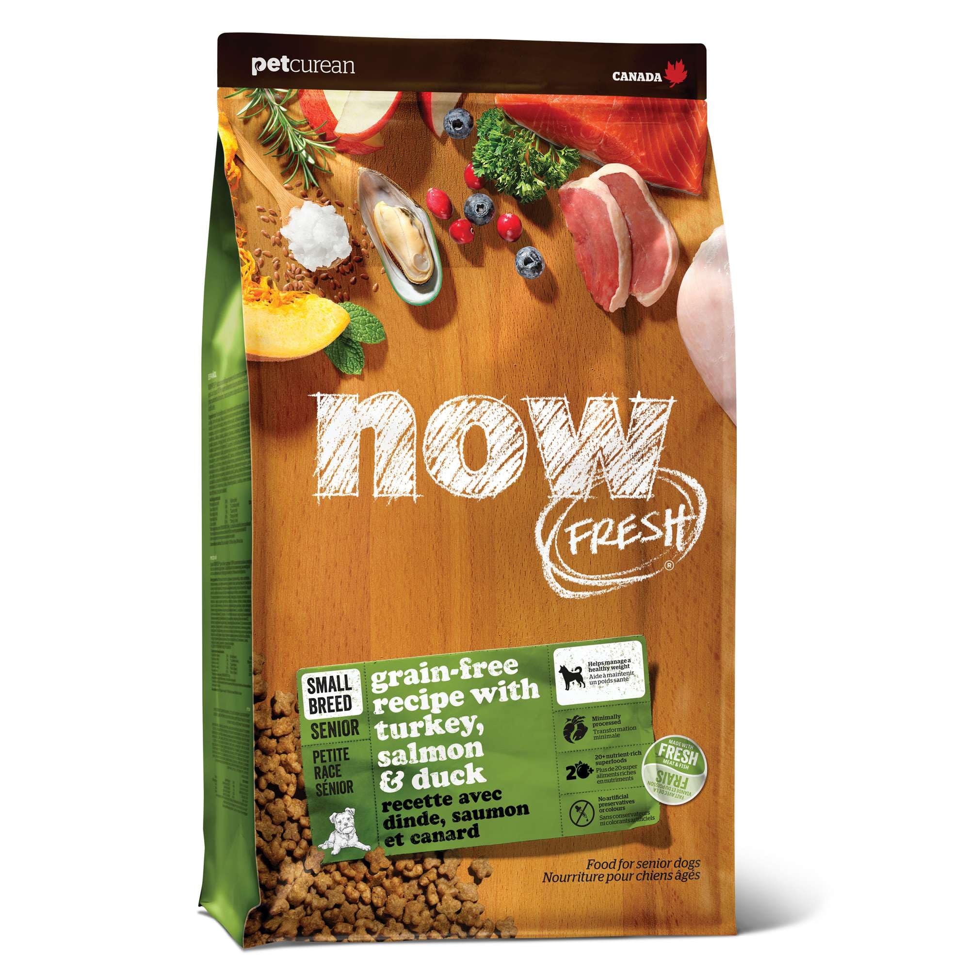 Now Fresh Grain-Free, Dry Dog Food, Small Breed Kibble, Real Meat and Fish, Turkey, Salmon and Duck Senior Recipe, 3.5 lb Bag