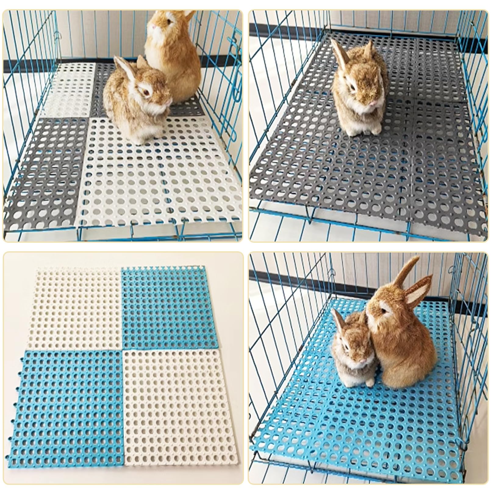 Niwaes Rabbit Cage Mat Floor-12 Pcs Plastic Bunny Resting Mats For Wire Cage Bottom 12X12 Pet Feet Pad With Holes For Chinchilla