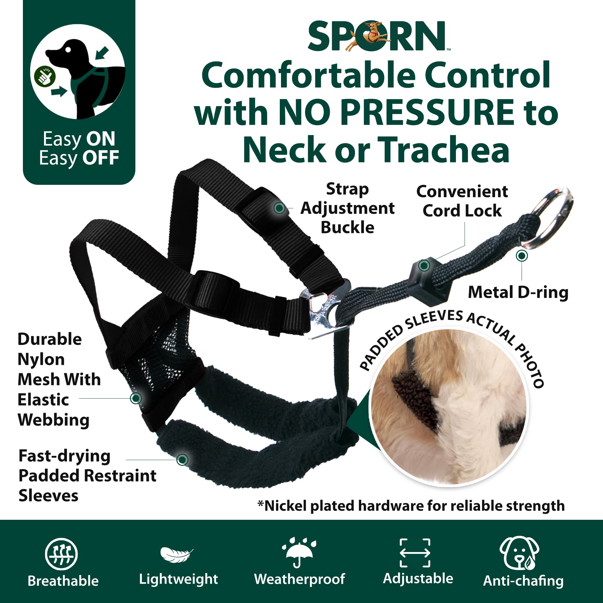 Sporn Mesh Non Pull Dog Harness Medium Blue, Perfect For Training-Stops Dogs From Pulling And Choking On Walks For Small, Medium
