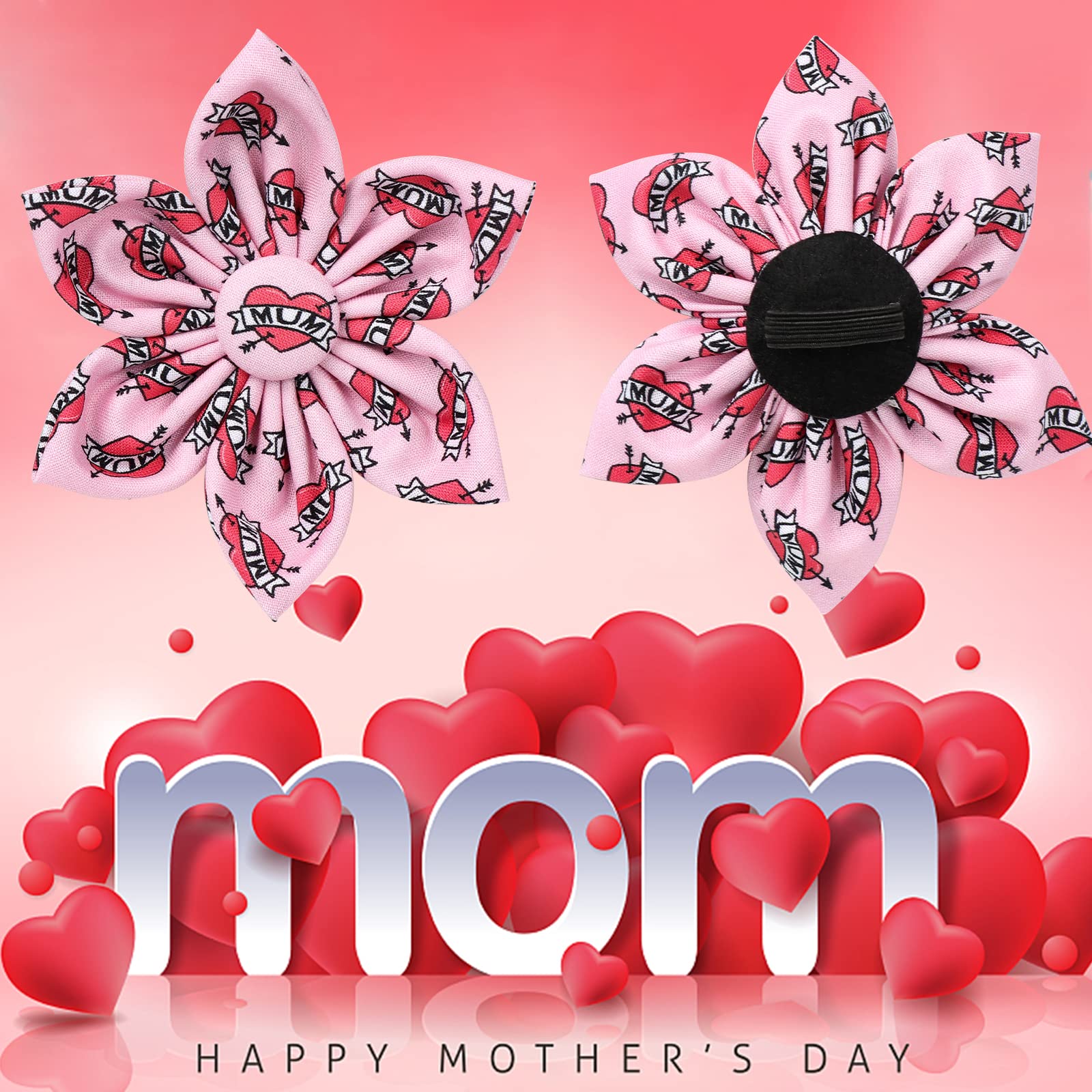 Up Urara Pup Mothers Dog Collar With Flower, Cute Cotton Girl Dog Collar, Adorable Pink Flower Collar For Large Girl Dog, Comfor