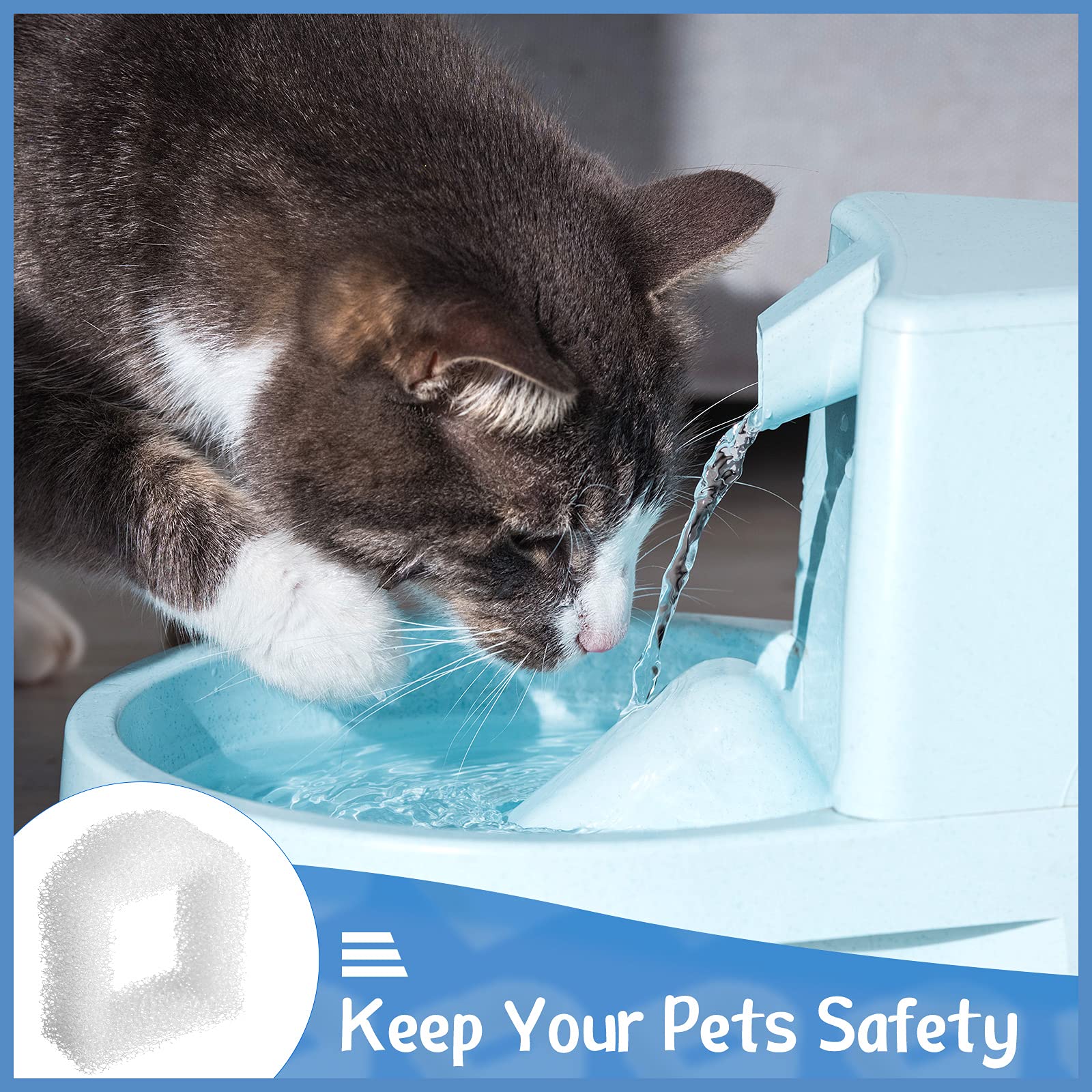 15 Pieces Pet Water Fountain Replacement Filter Foam Pre-Filter Cat And Dog Fountains Foam Compatible With Drinkwell Ceramic And 360 Stainless Steel Pet Dog Cat Fountains (White)