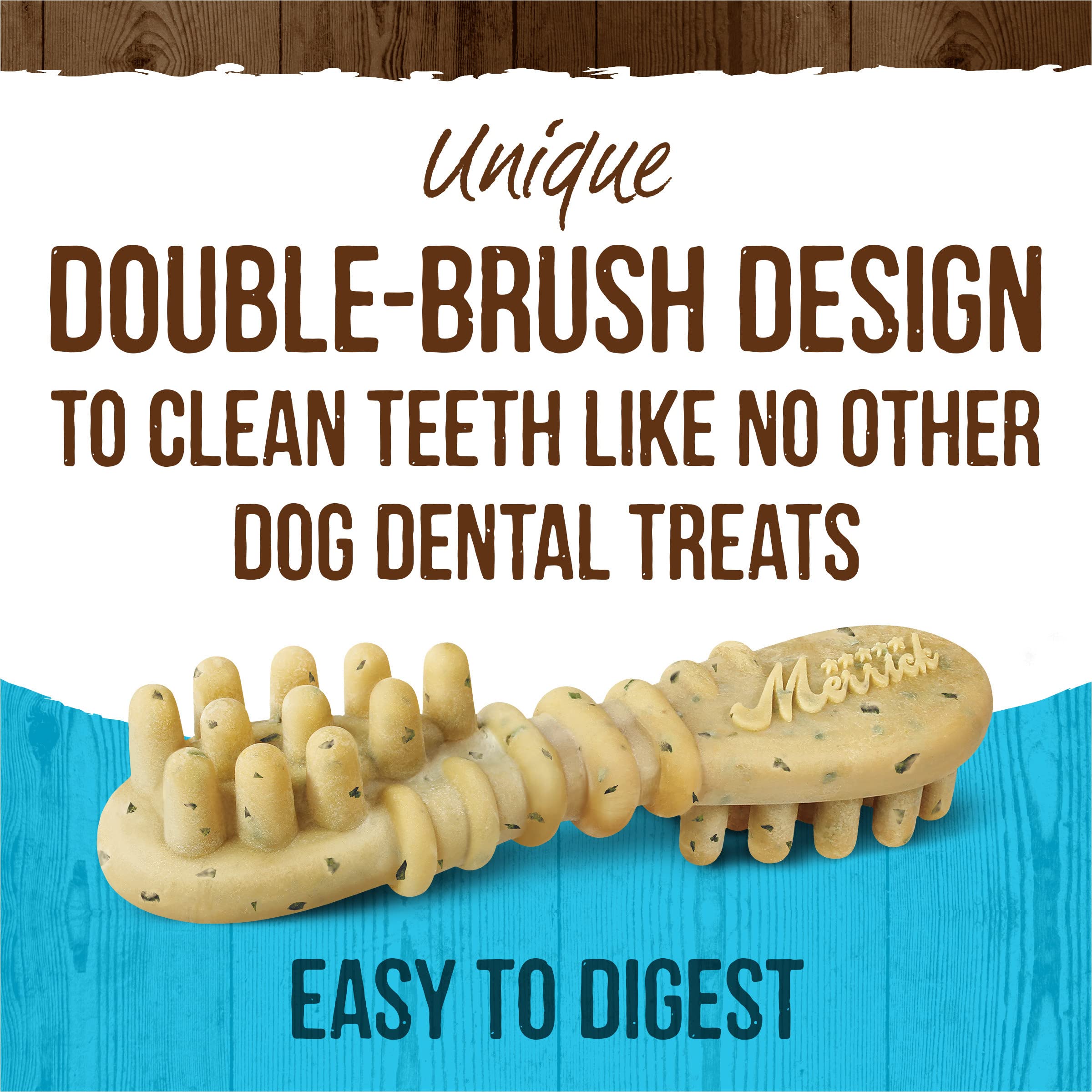 Merrick Fresh Kisses Natural Dental Chews, Toothbrush Treat Shape Infused With Real Mint, Small Dogs 15-25 Lbs - 15 ct. Bag