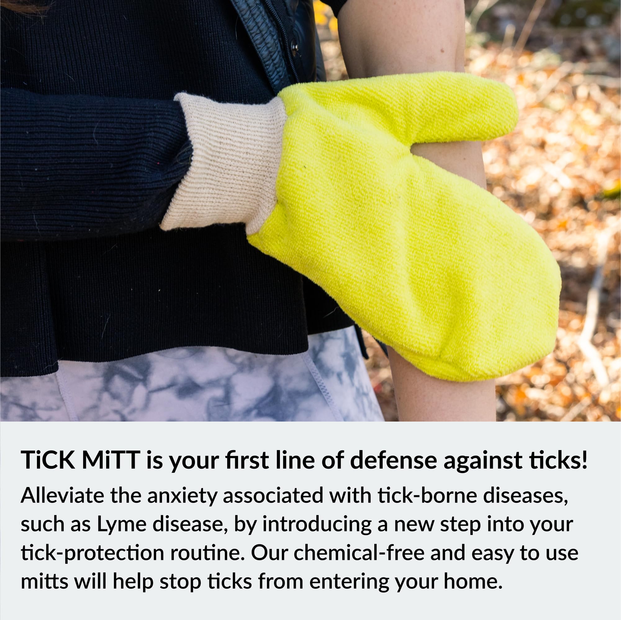 TiCK MiTT Yellow Tick Removal Glove for Humans & Pets - Safely Remove Ticks Effortlessly, Chemical-Free, Durable, Portable Tick