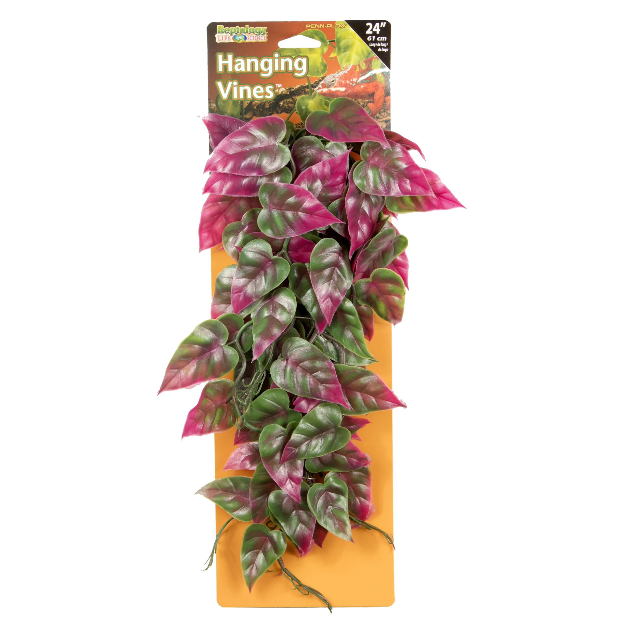 Penn-Plax Reptology Decorative Hanging Terrarium Plant Vines For Reptiles And Amphibians – 24” Length – Green & Red