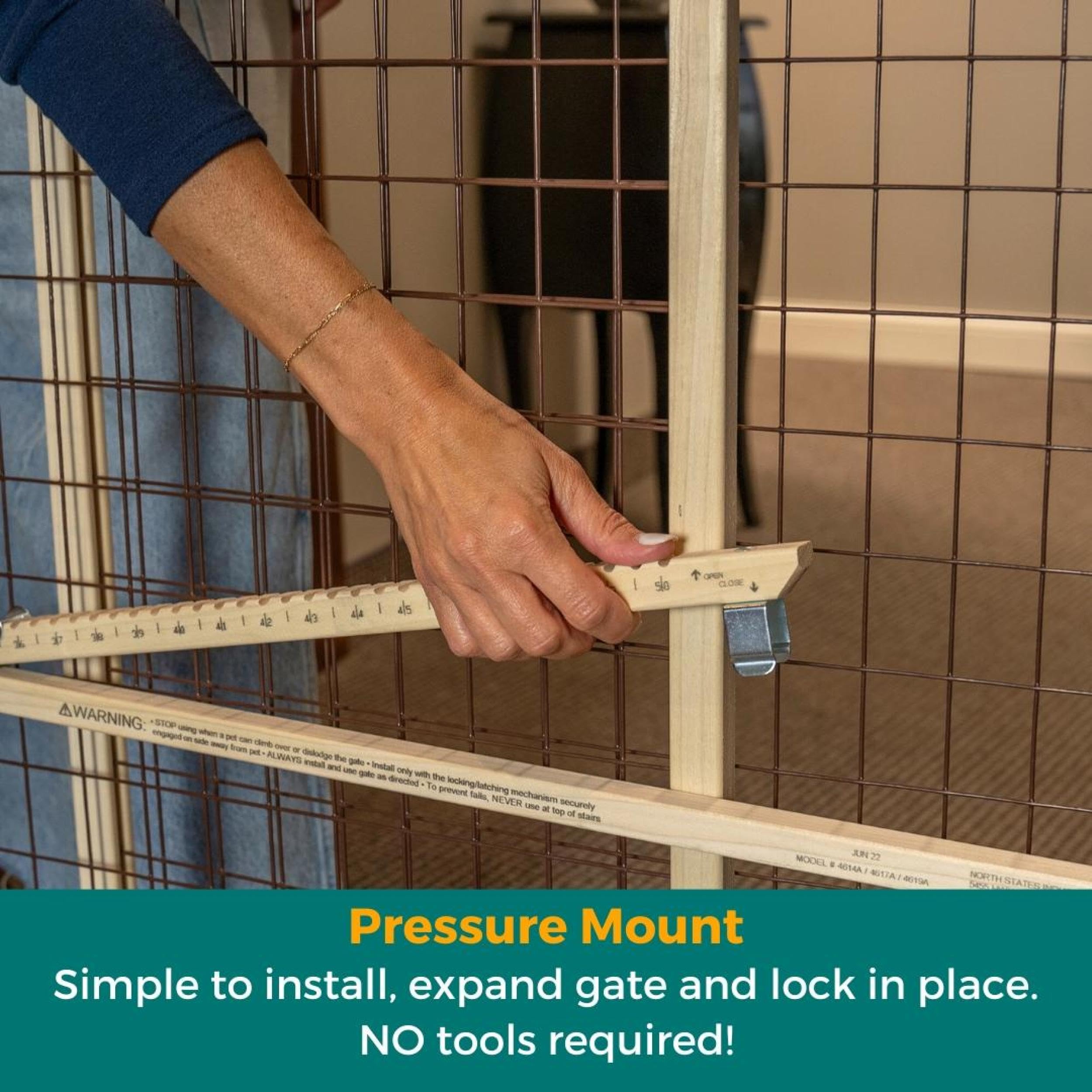 Mypet North States Wire Mesh Dog Gate: 29.5-50'' Wide. Pressure Mount. No Tools Needed. Dog Gate 31'' Tall, Expandable, Durable