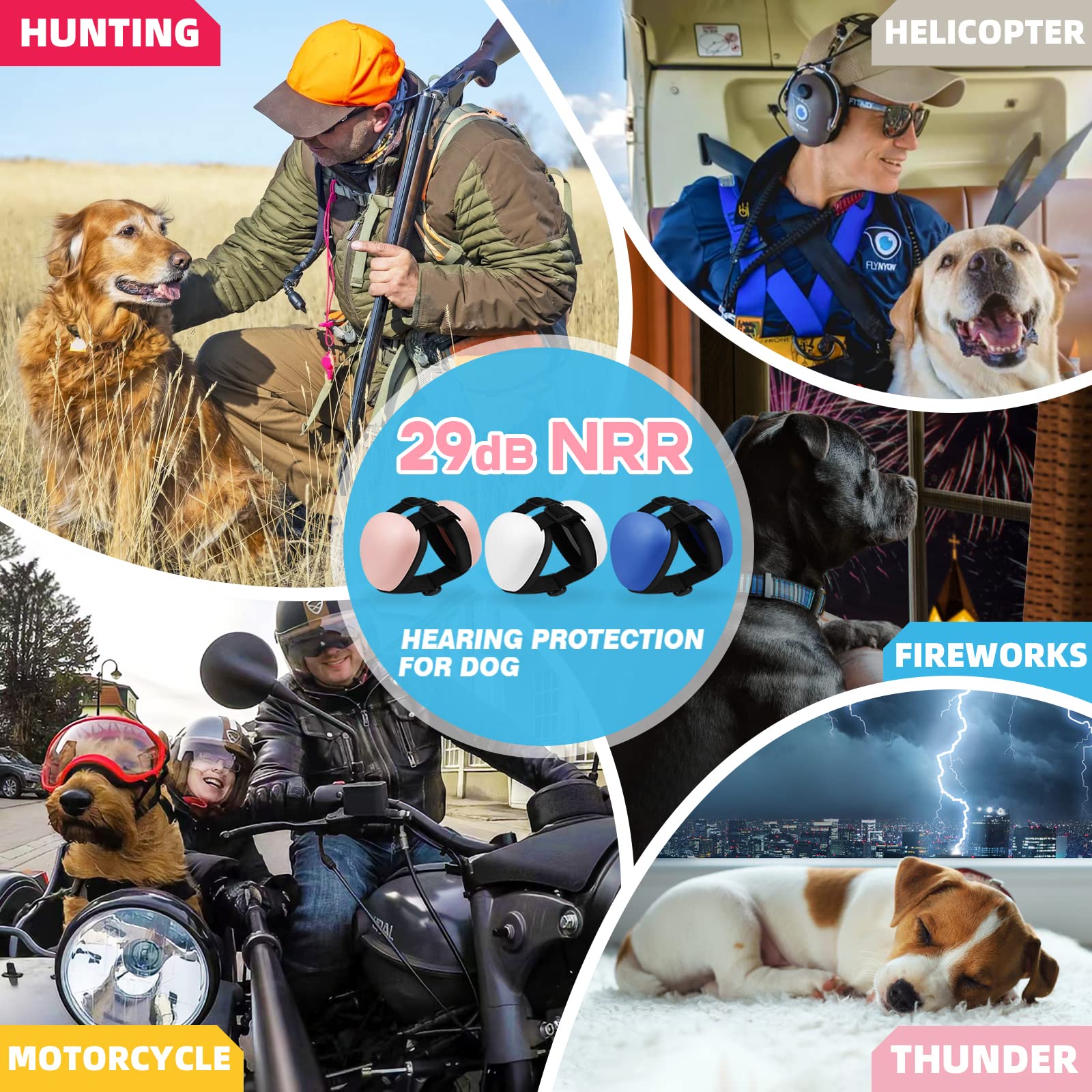 Deryep Dog Earmuffs For Hearing Protection 29Db Nrr Ear Muffs Noise Protection (Medium, Blue)
