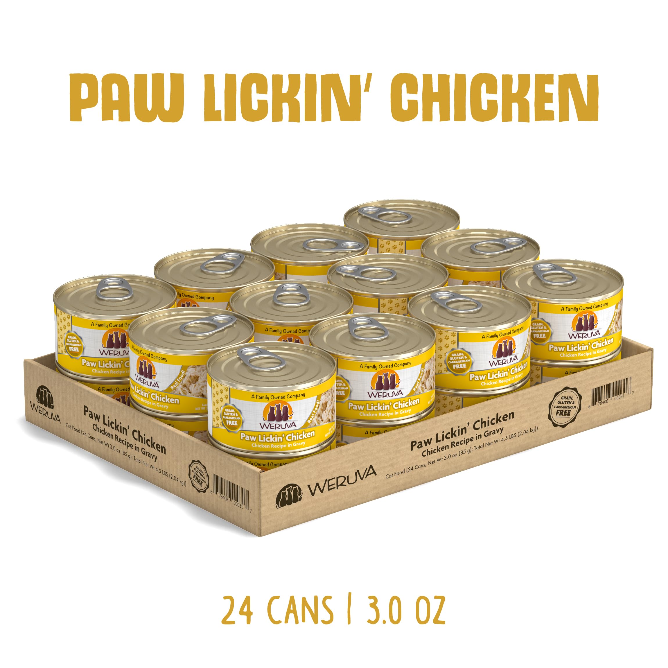 Weruva Classic Cat Food, Paw Lickin Chicken with Chicken Breast in Gravy, 3oz Can (Pack of 24)