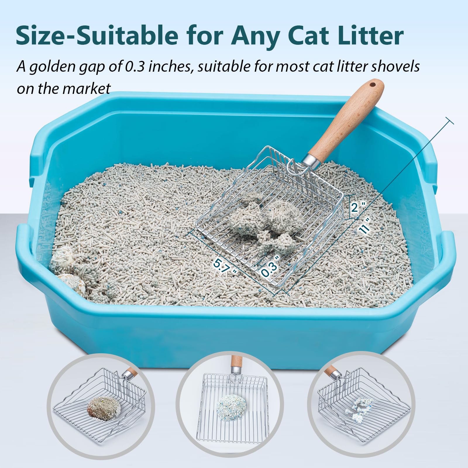 Cat Litter Scoop, Premium Kitty Shovel With Hook And Hole, Metal Sifter Scooper Stainless Steel For Easy Cleaning, Durable And H