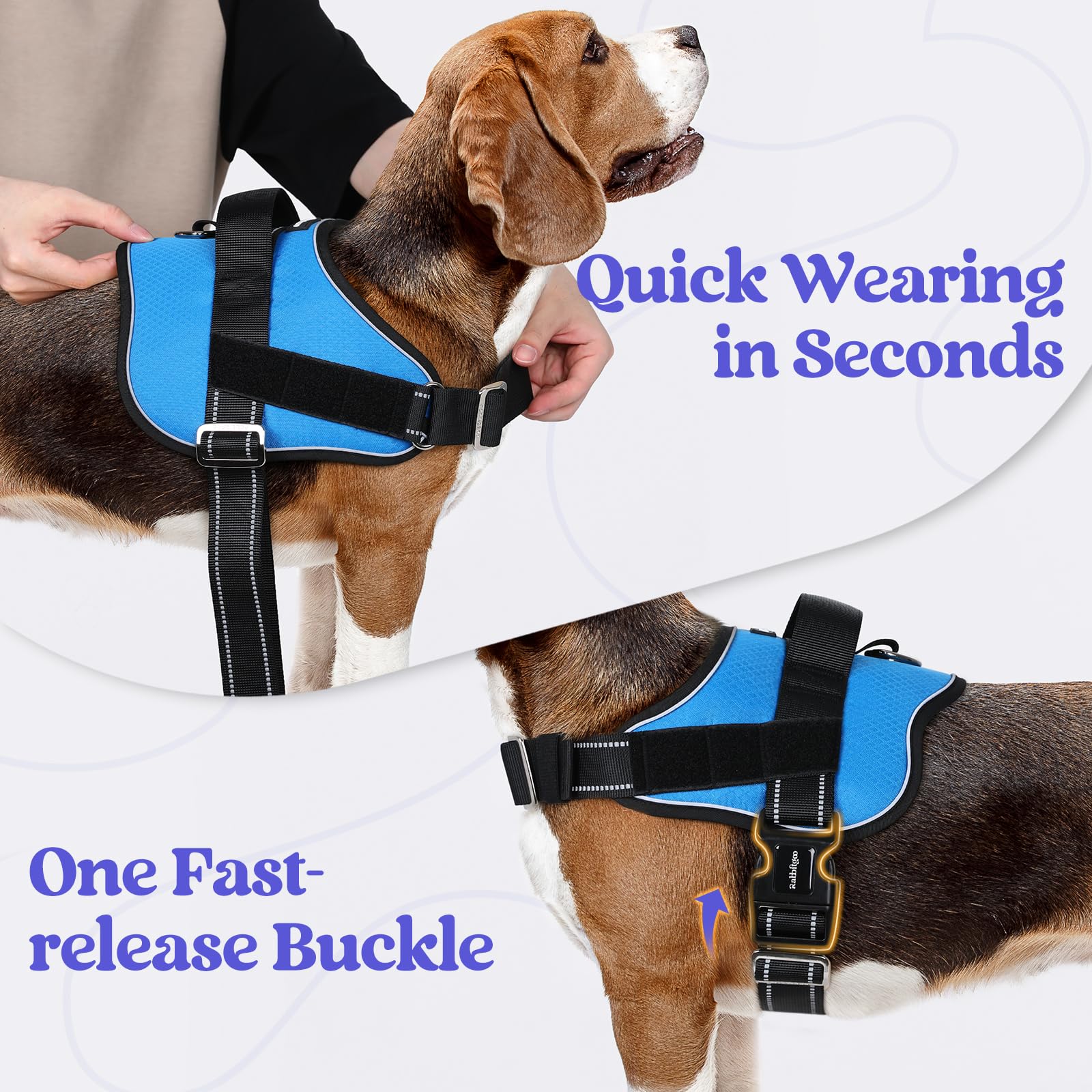 Rabbitgoo Dog Harness For Large, Easy On Pet Vest With One Buckle, No Pull Adjustable Service Harness With D-Ring & Handle, Refl