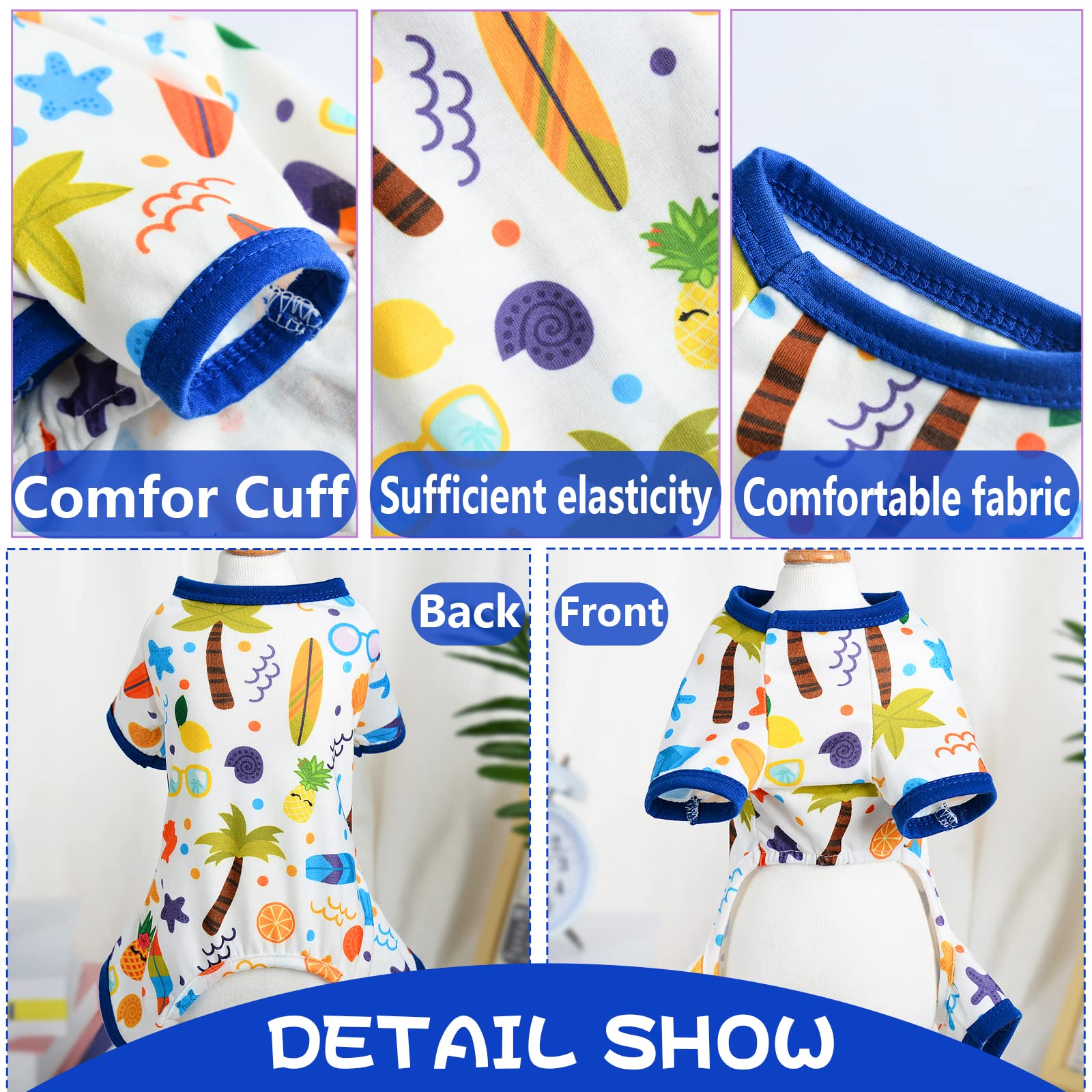 Dog Pajamas For Small Dogs, Chihuahua Pajamas, Puppy Clothes, Extra Small Puppy Pjs, Soft Pet Onesies,Dog Shirts Chihuahua Yorkie Teacup Cat Clothing (Coconut Tree, Small)