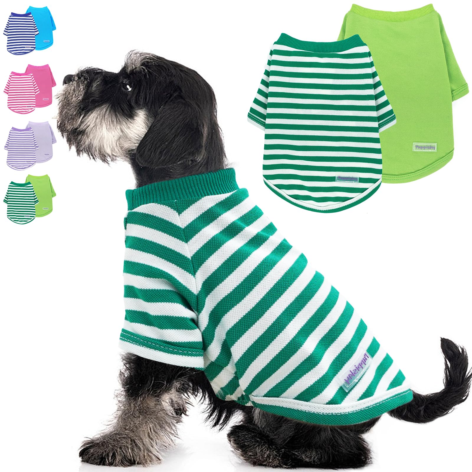 2 Pack Dog Shirt Stripe Dog Clothes For Small Dogs Puppy Clothes Cute Soft Puppy Clothes Bresthable Chihuahua Cat Clothes Xs~Xxl
