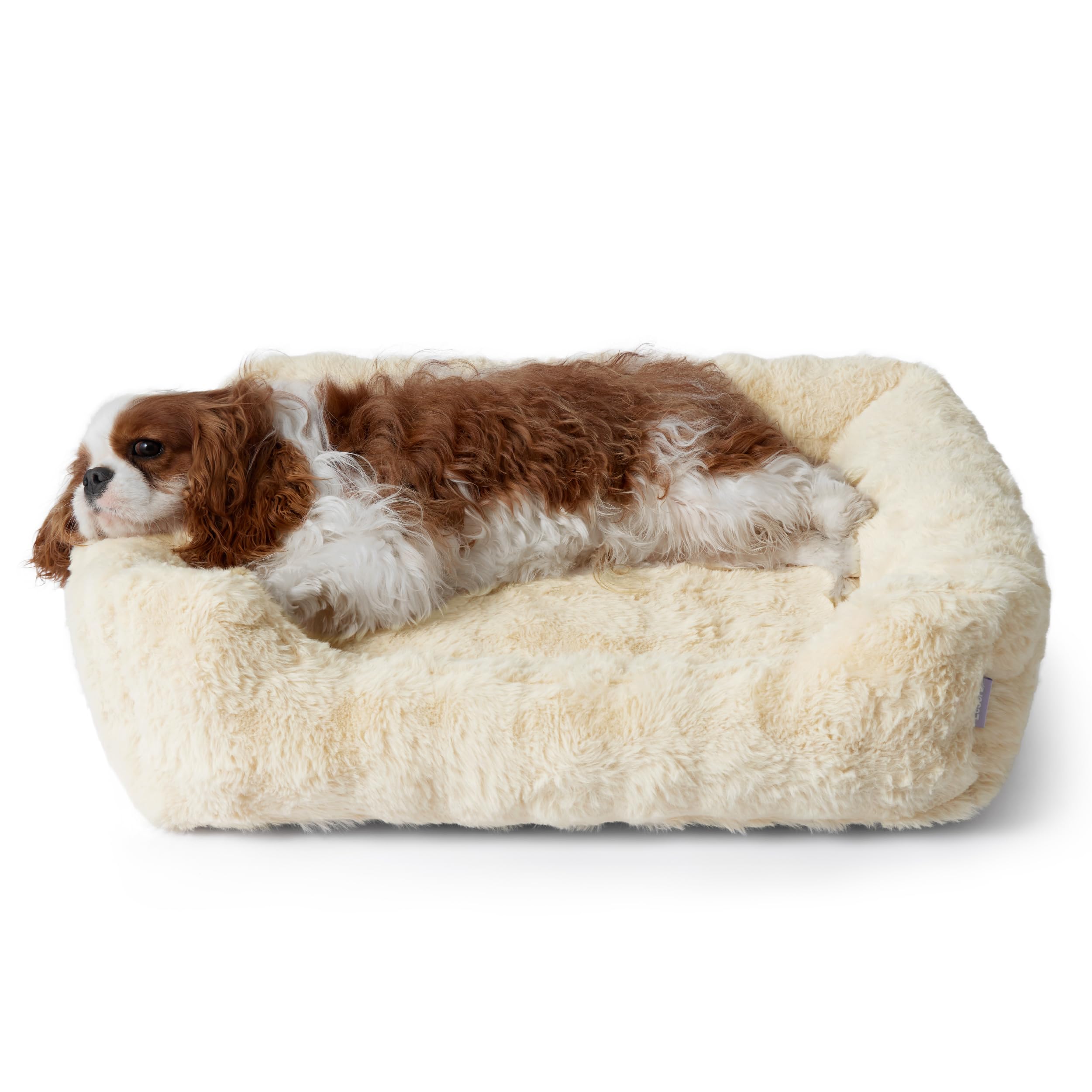 Lesure Fluffy Dog Beds for Medium Dogs - Rectangle Orthopedic Calming Pet Sofa,Plush Bubble Bolster Pet Bed with Removable Washa