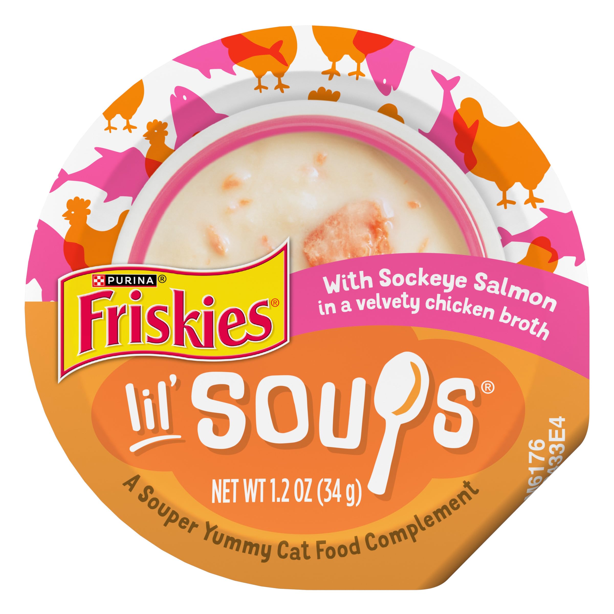 Purina Friskies Grain Free Lickable Cat Food Toppers Lil Soups With Sockeye Salmon in Chicken Broth - (Pack of 8) 1.2 oz. Cups