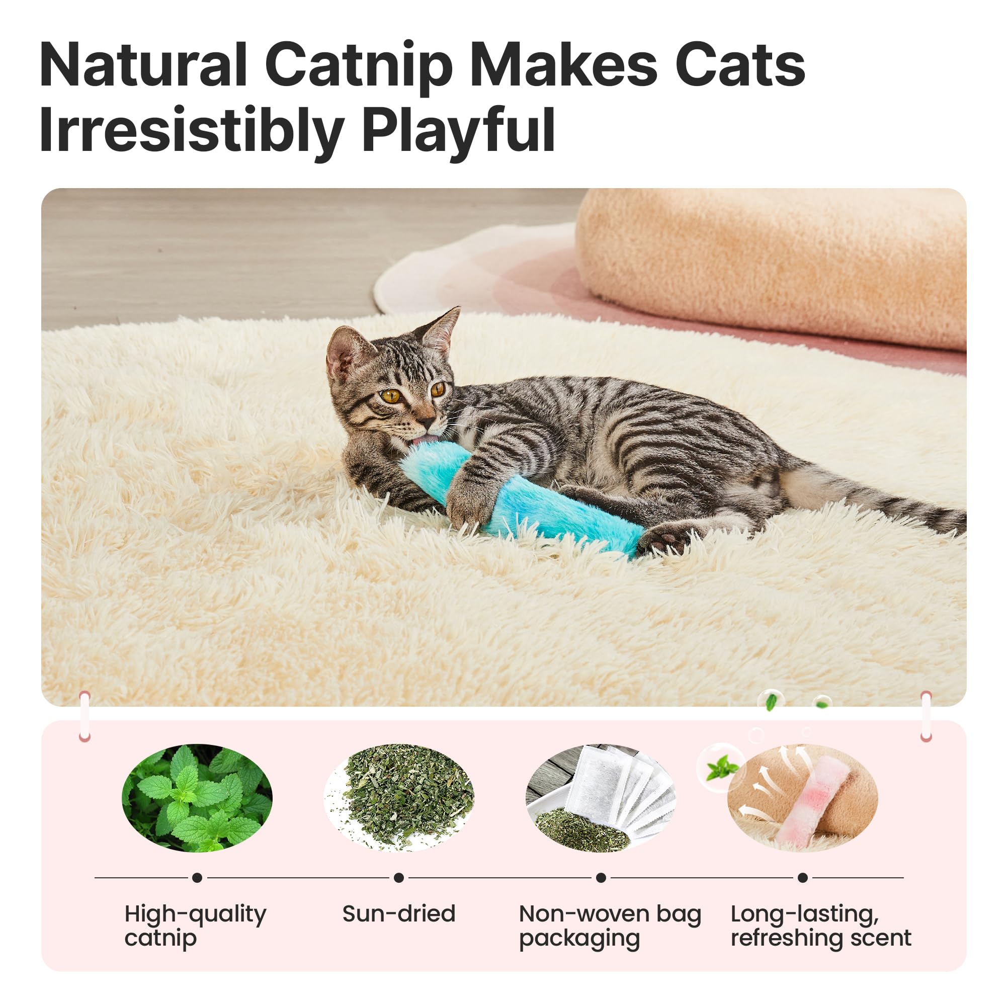 Potaroma Cat Toys Pillows, 3 Pcs, Soft And Durable Cat Crinkle Sound With Catnip Inside, Interactive Indoor Kitten Kicker, Promotes Kitty Exercise