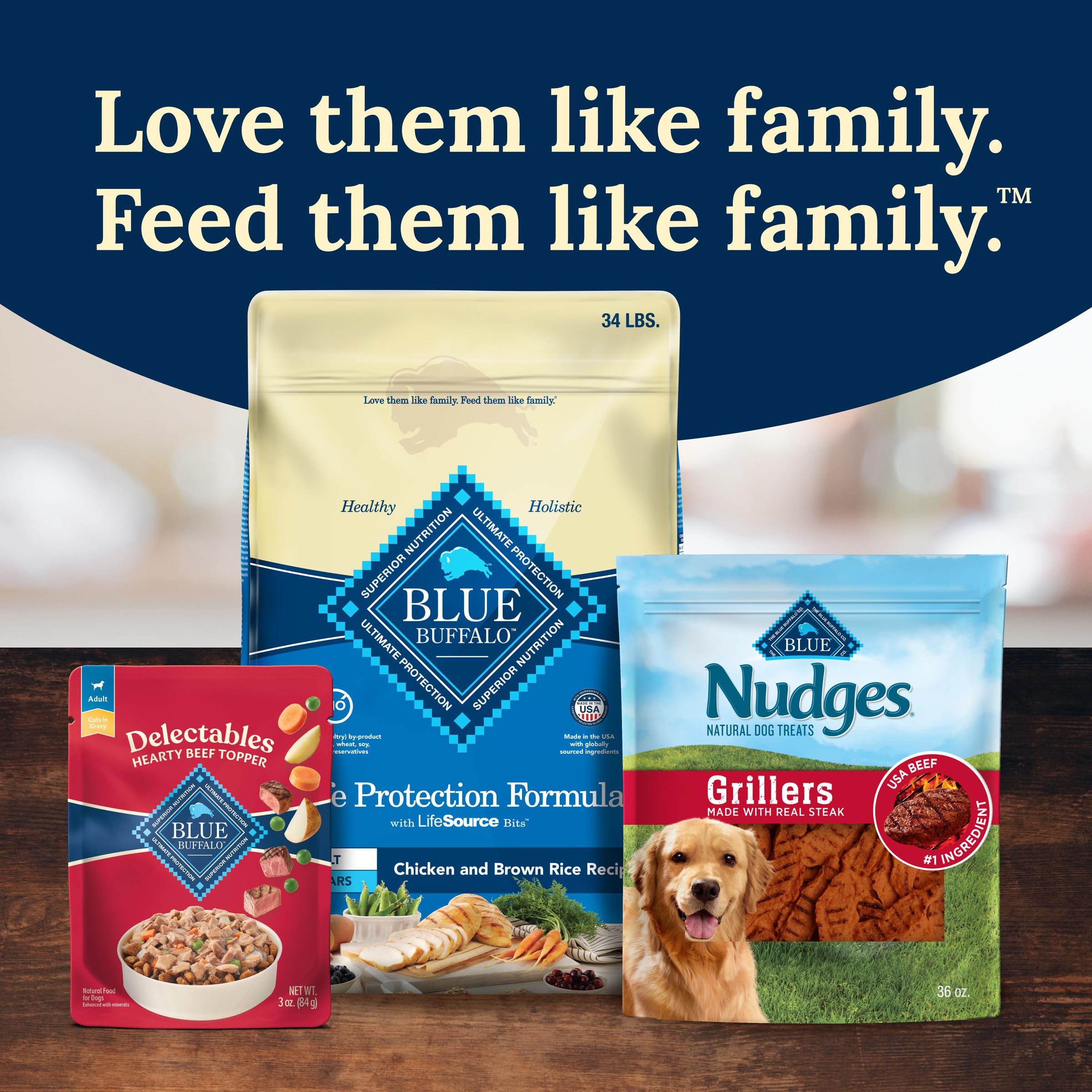 Blue Buffalo Delectables Natural Wet Dog Food Toppers, Hearty Beef Cuts in Gravy, 3-oz (24 Pouches)