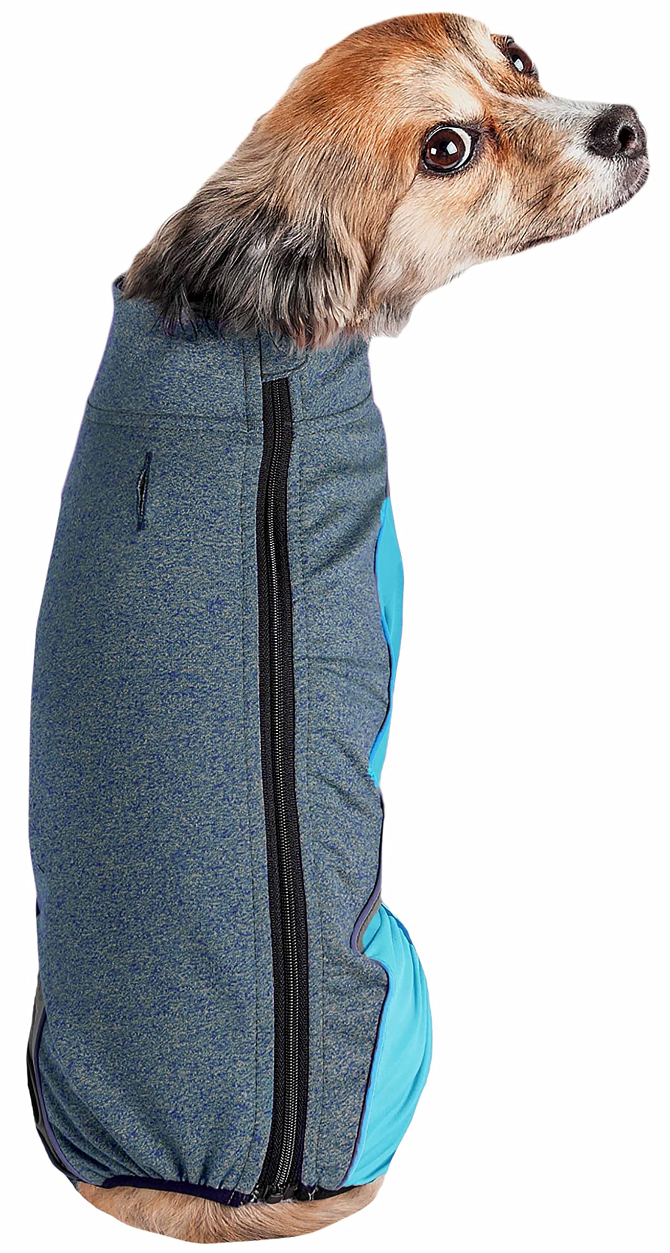 Pet Life Active 'Chase Pacer' Heathered Performance 4-Way Stretch Two-Toned Full Body Warm Up(D0102H70Wfv.)