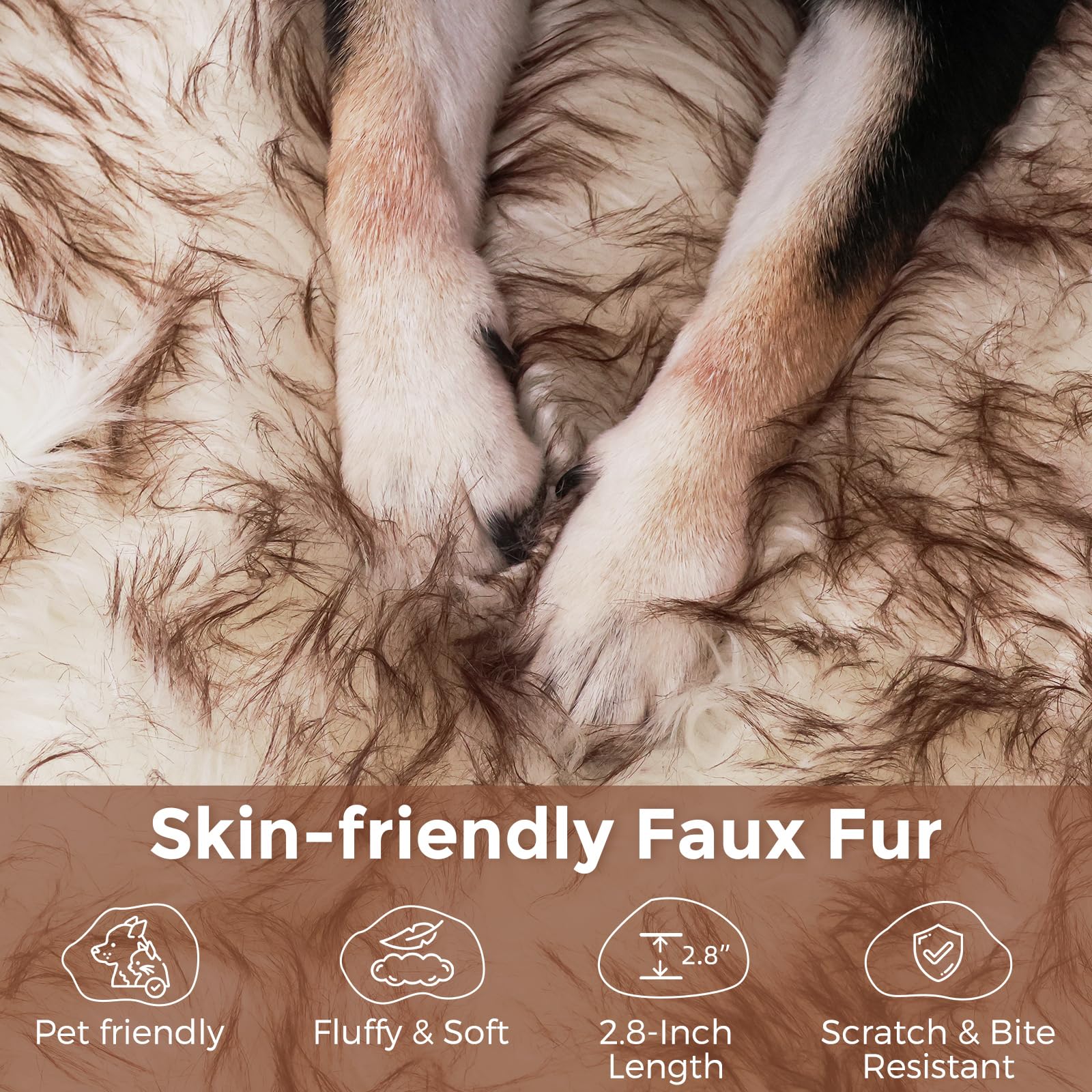 Walnest Faux Fur Dog Bed 63X35 In Memory Foam Dog Bed With Soft Fluffy Machine Washable Faux Fur Cover, Plush Orthopedic For Sma