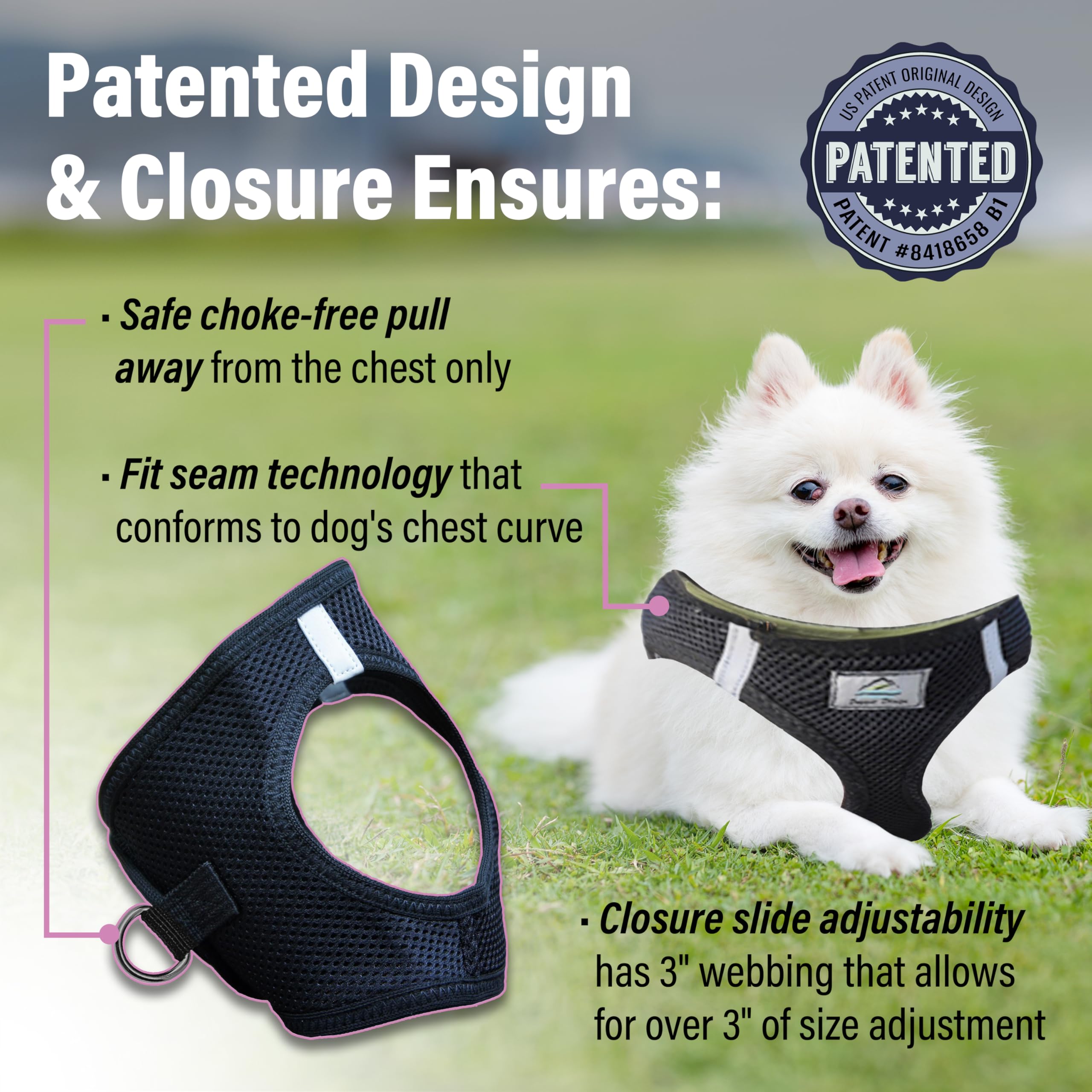 Choke Free Reflective Step In Ultra Harness - Black American River (Xs)