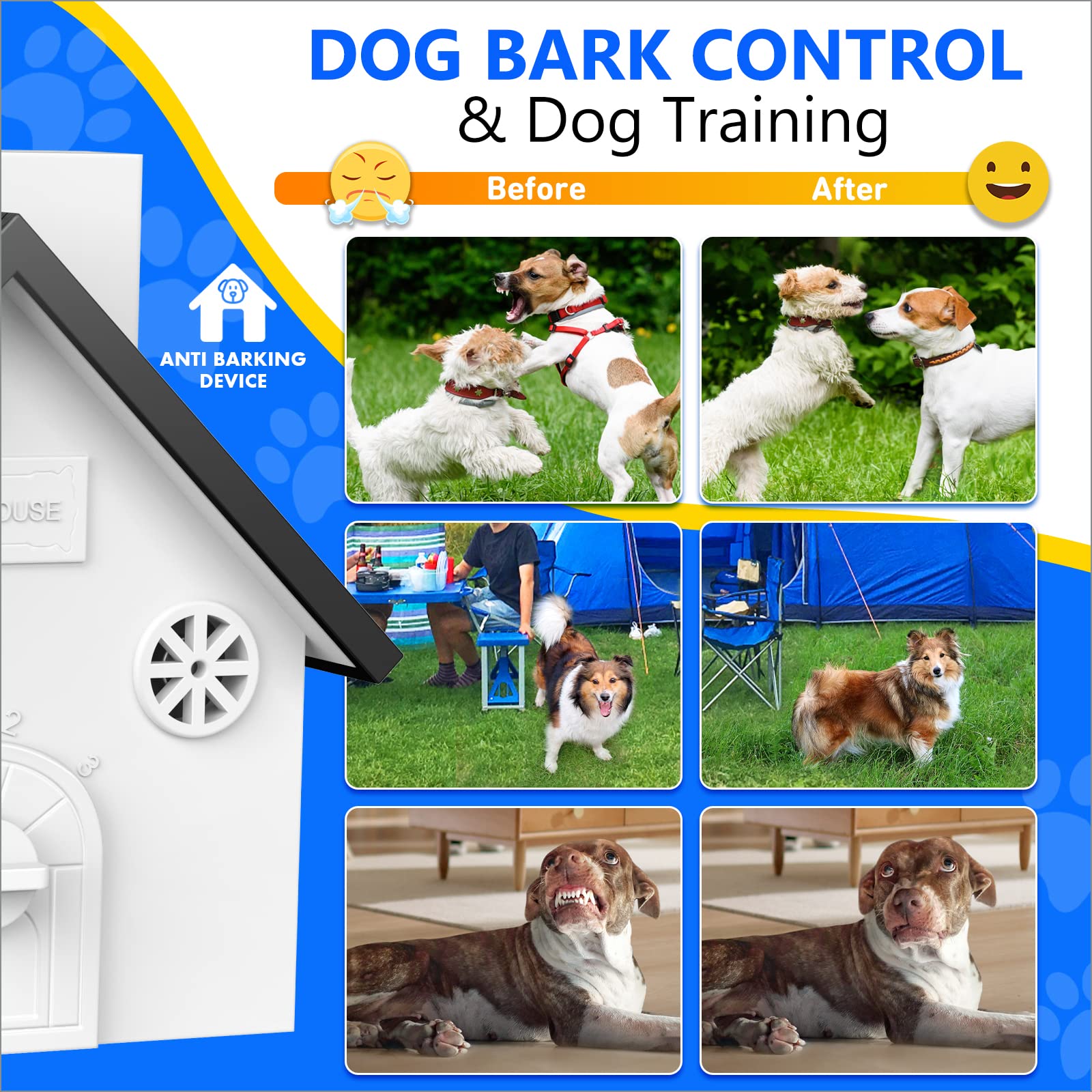 Anti Barking Device, 3 Levels Ultrasonic Dog Barking Control Devices, Dog Barking Deterrent With 50 Ft Range, Outdoor Waterproof Bark Box, Anti Barking Training Tools Safe For Human And Animal & Dogs