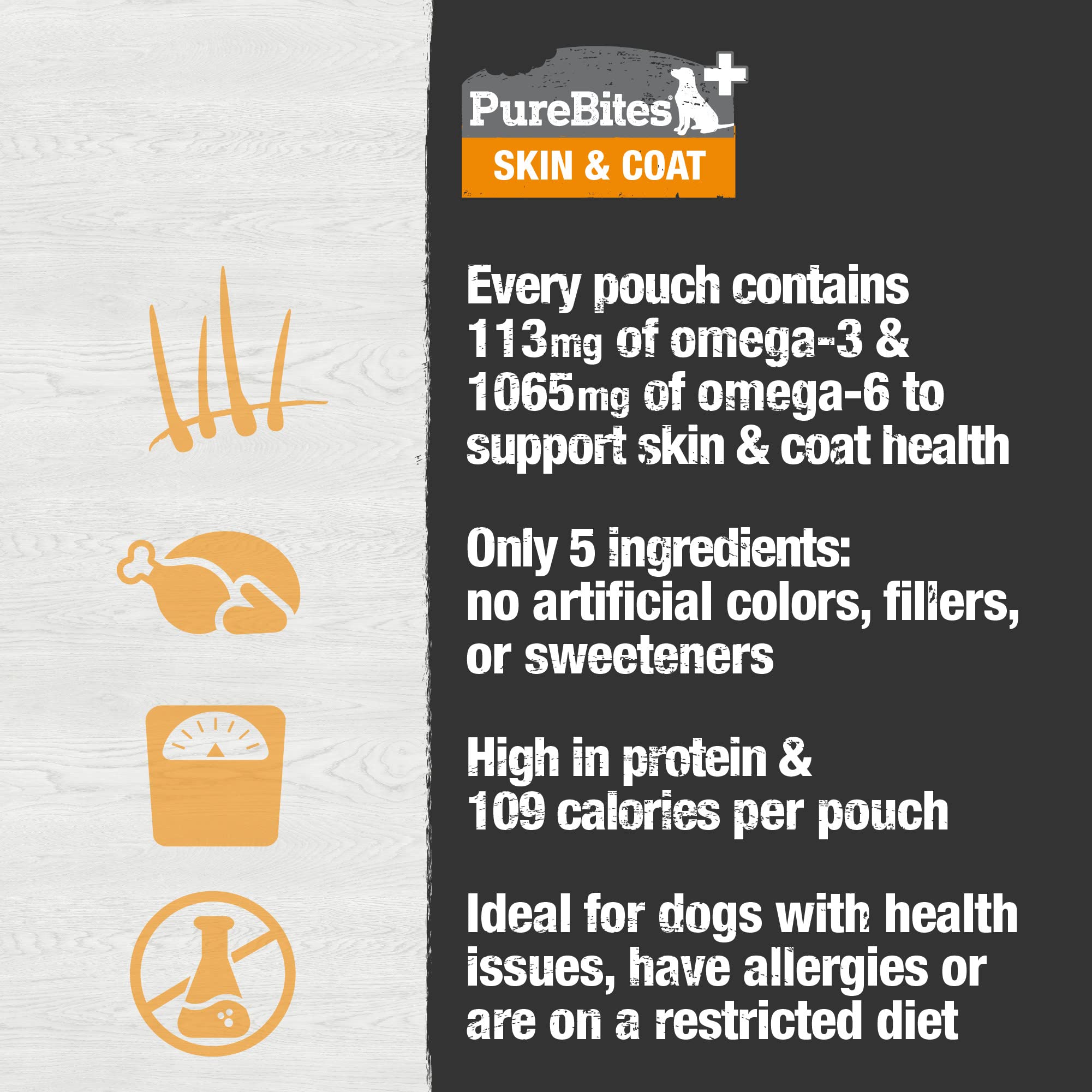PureBites+ Skin & Coat Squeezables for Dogs, only 5 Ingredients, case of 15