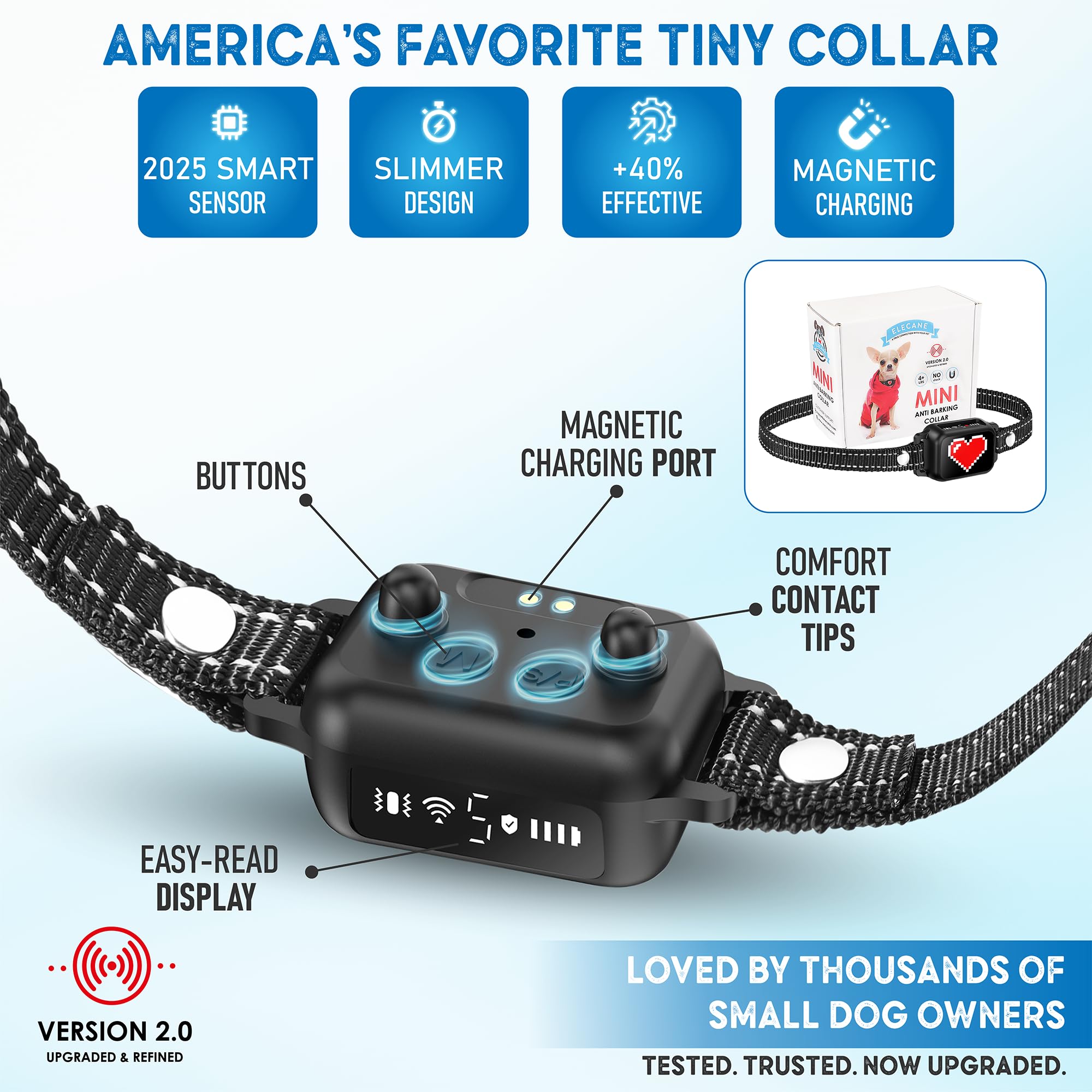 2 Pack Bark Collar For Small Dogs 5-15 Lbs With Magnetic Charging - No Shock, 3 Beep & Vibration Modes, 5 Sensitivity Levels - H