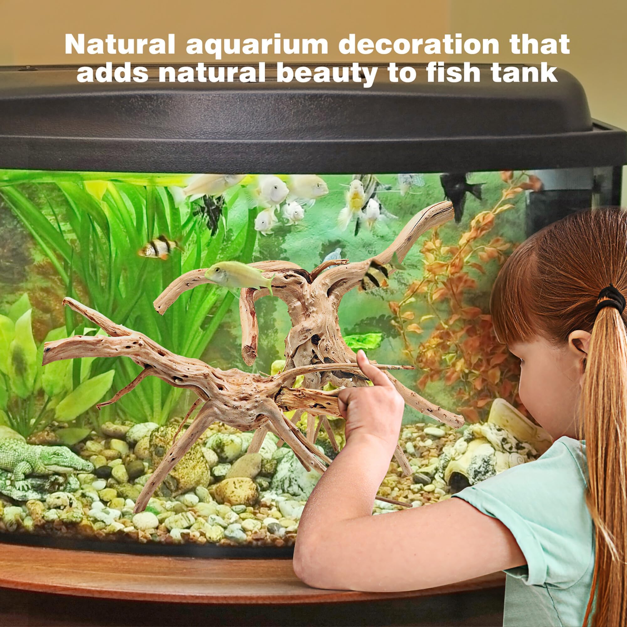 Wdefun Driftwood For Aquarium Decor 12-14 Inch Length Large Spider Wood Ornament Natural Branches For Fish Tank Decorations 2 Pcs
