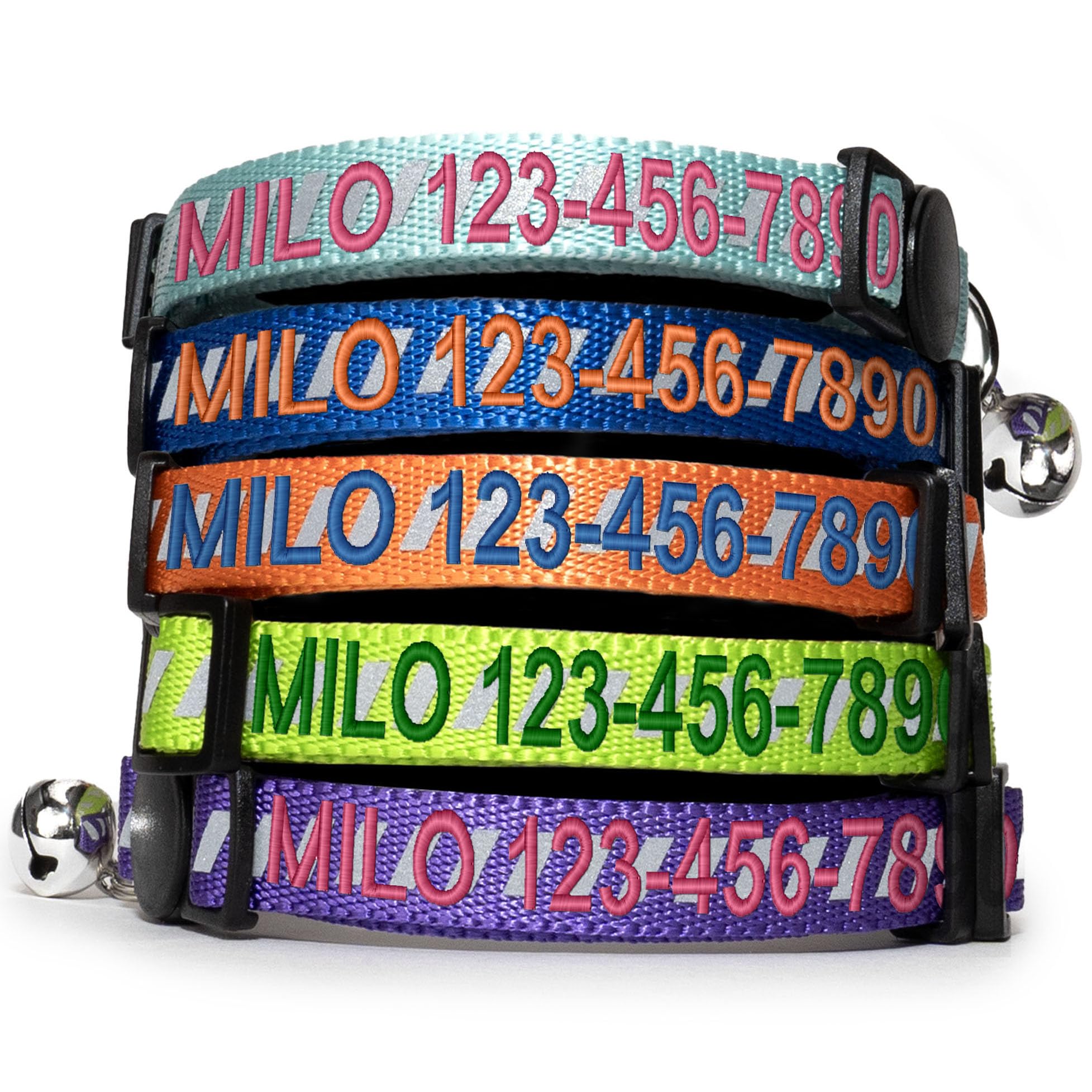 Pawtitas Personalized Cat Collar With Safety Buckle And Removable Bell Cat Collar With Name Phone Number Kitten Adjustable Colla
