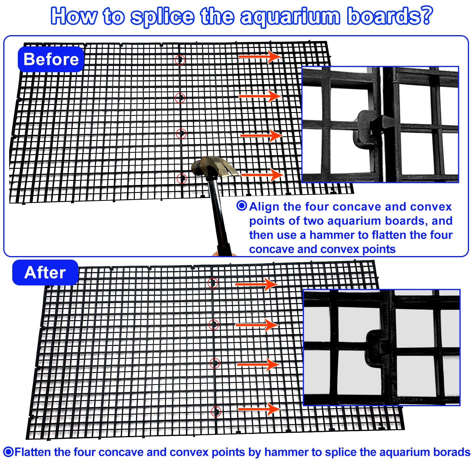 Weramics Egg Crate Plastic Aquarium Fish Tank Divider Filter Bottom Plastic Grid Fish Tank Isolation Board Egg Crate Tray((Black