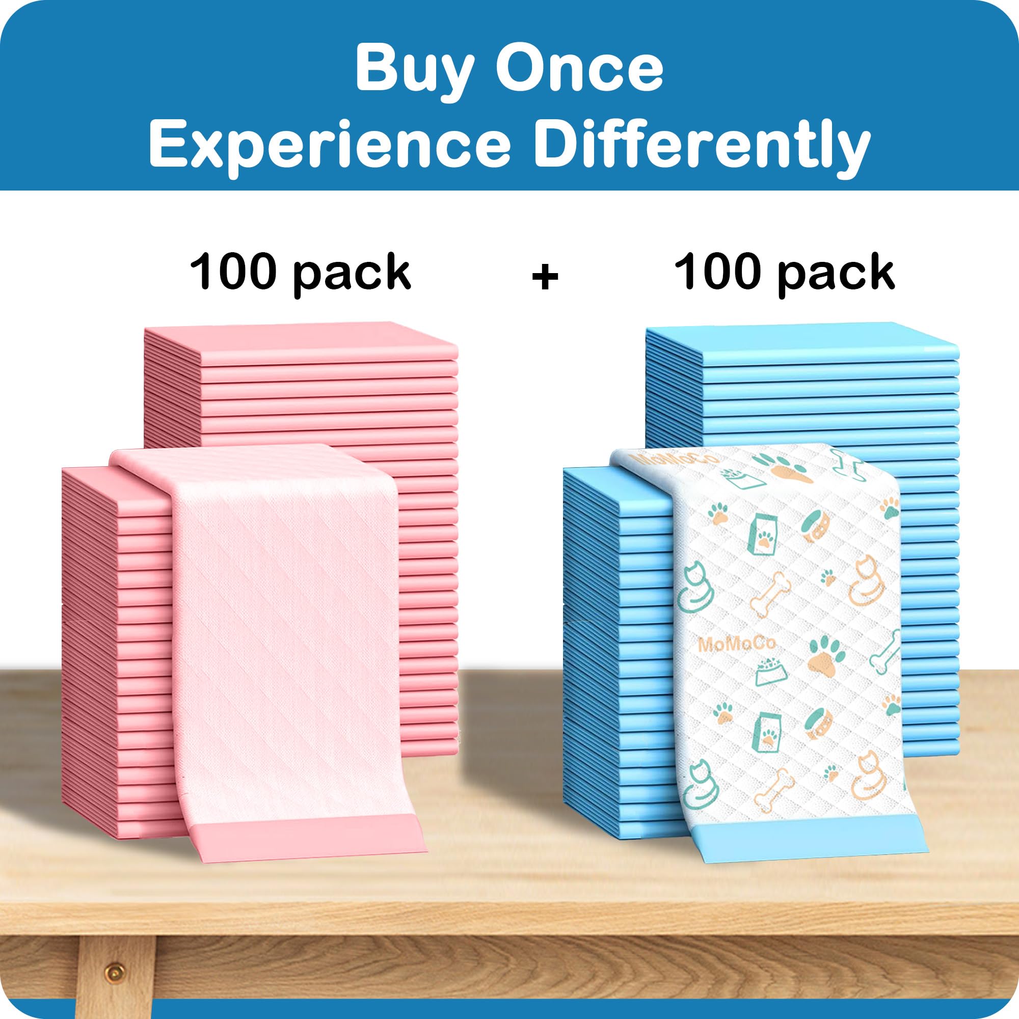 MoMoCo 200 Count Puppy Pads - 23 x23  | Super Absorbent & Leak-Proof Training Pads | Value Pack Potty Pads for Dogs, Cats & Rabb