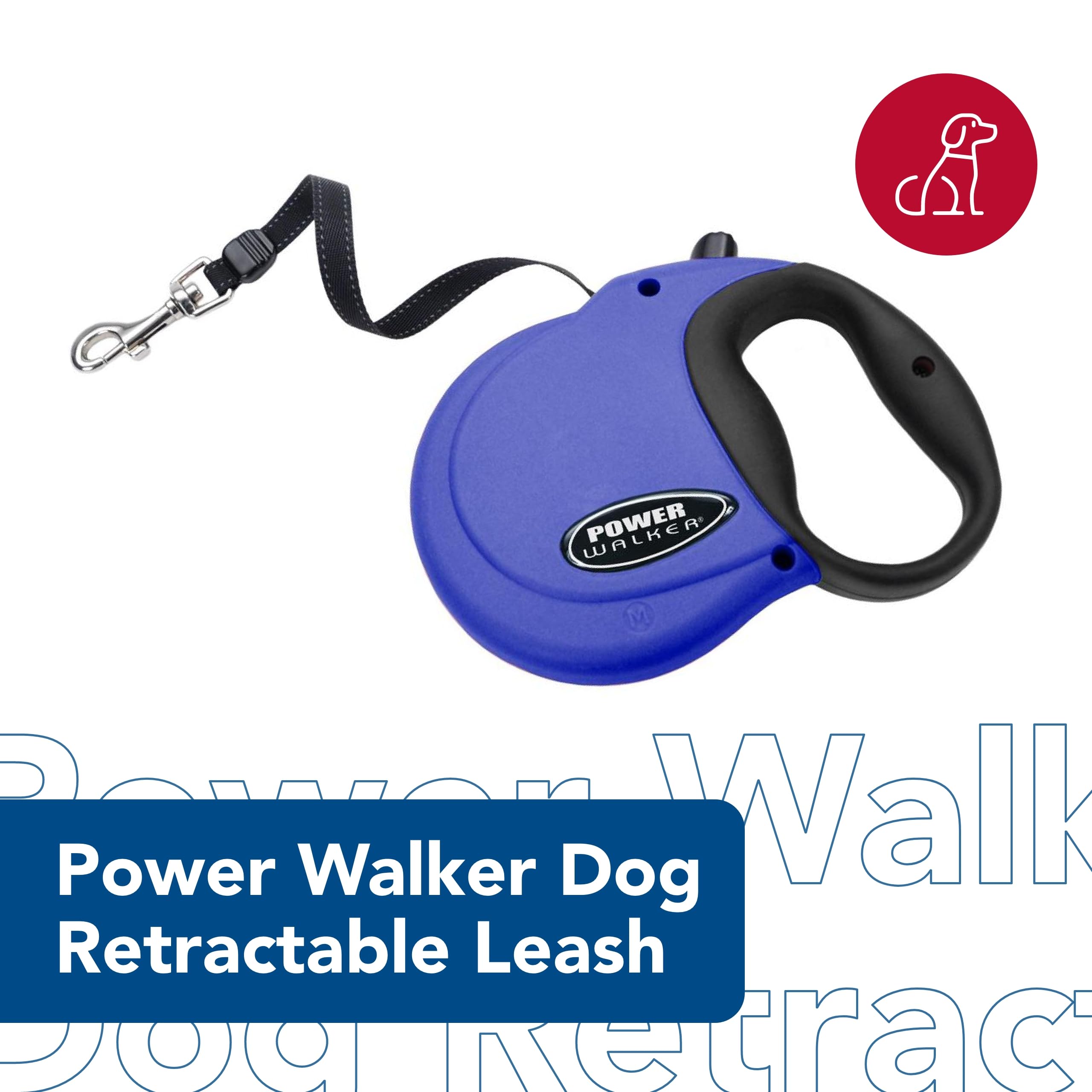 Coastal Pet Power Walker Dog Retractable Leash - Reflective Dog Leash - Stop-And-Release Control Button - Comfort Grip Handle -