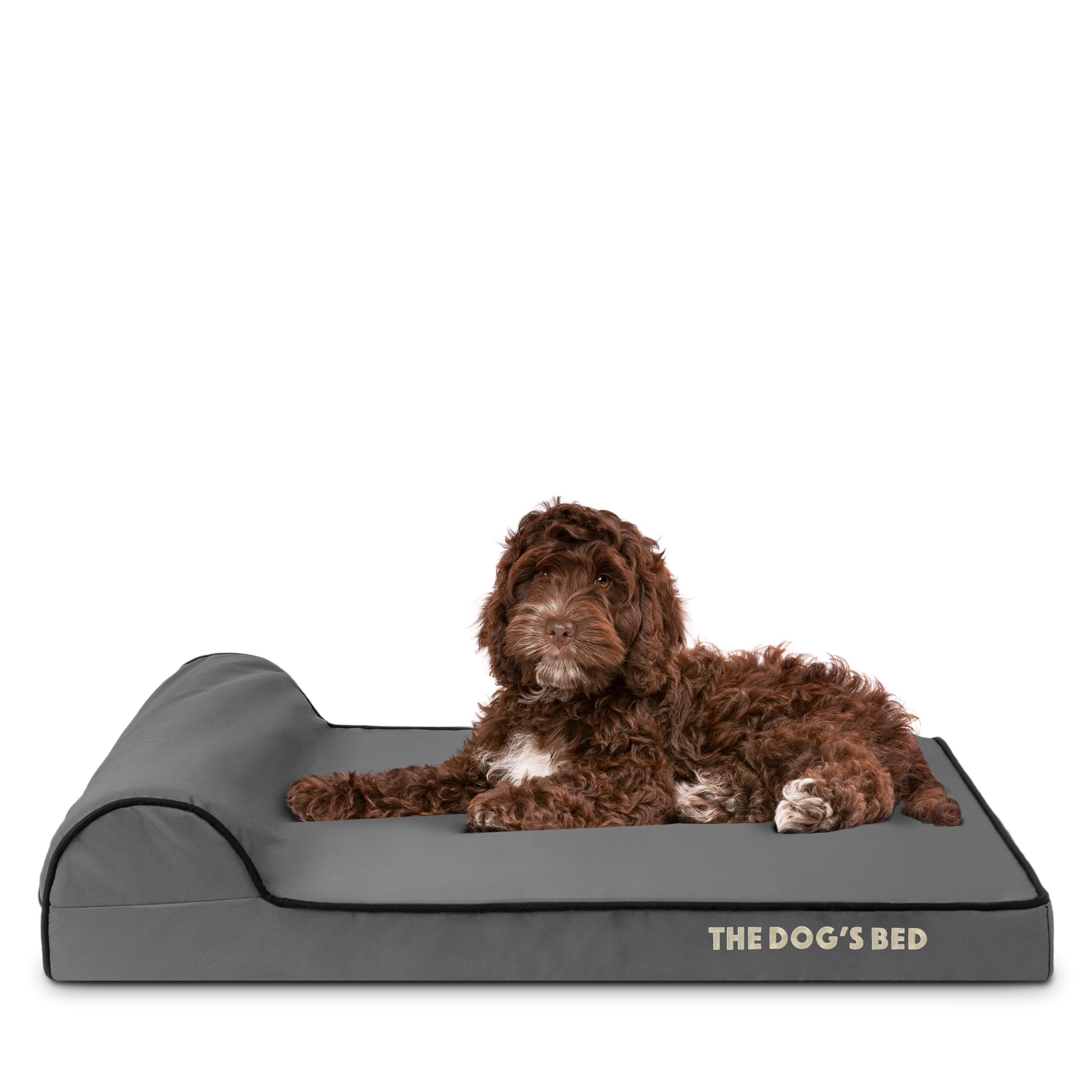 The Dogs Bed Orthopedic Headrest Dog Bed Med Grey/Black, Memory Foam, Pain Relief: Arthritis, Hip & Elbow Dysplasia, Post Surger