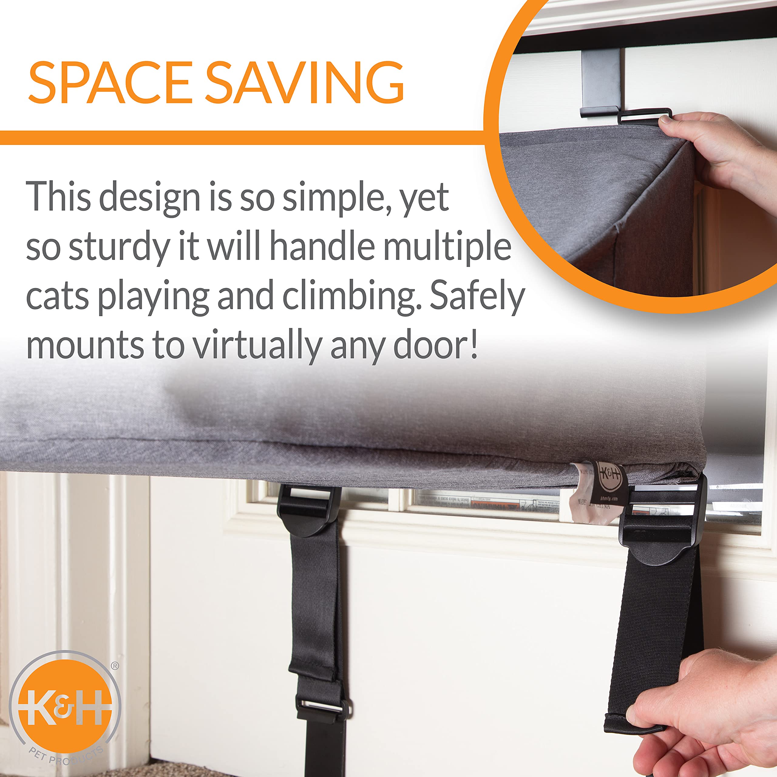 K&H Pet Products Hangin Cat Tree Condo 3 Level Door Mounted Cat Furniture, Space Saving, Mesh Level, Peep Holes, Interconnecting